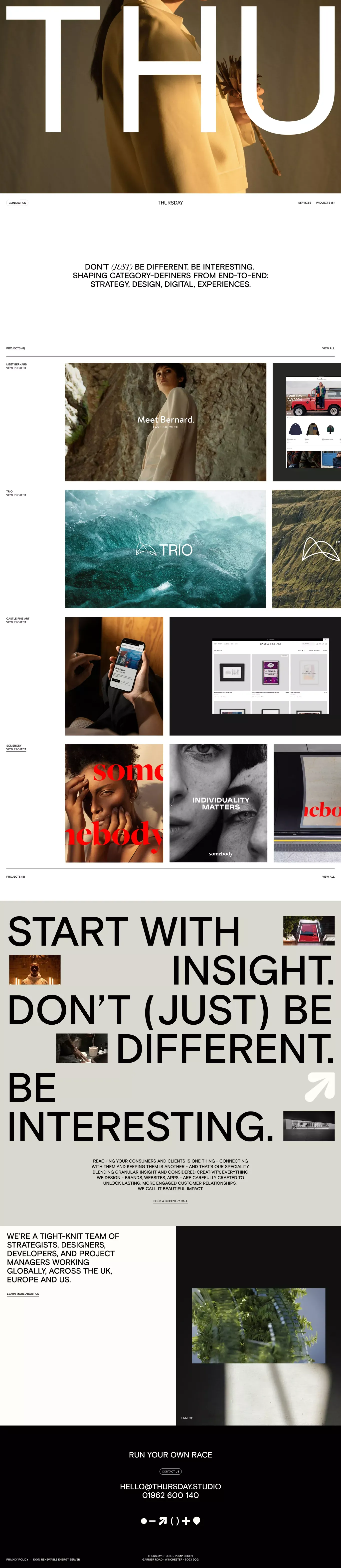 Thursday portfolio page screenshot showcasing Design and Tech design