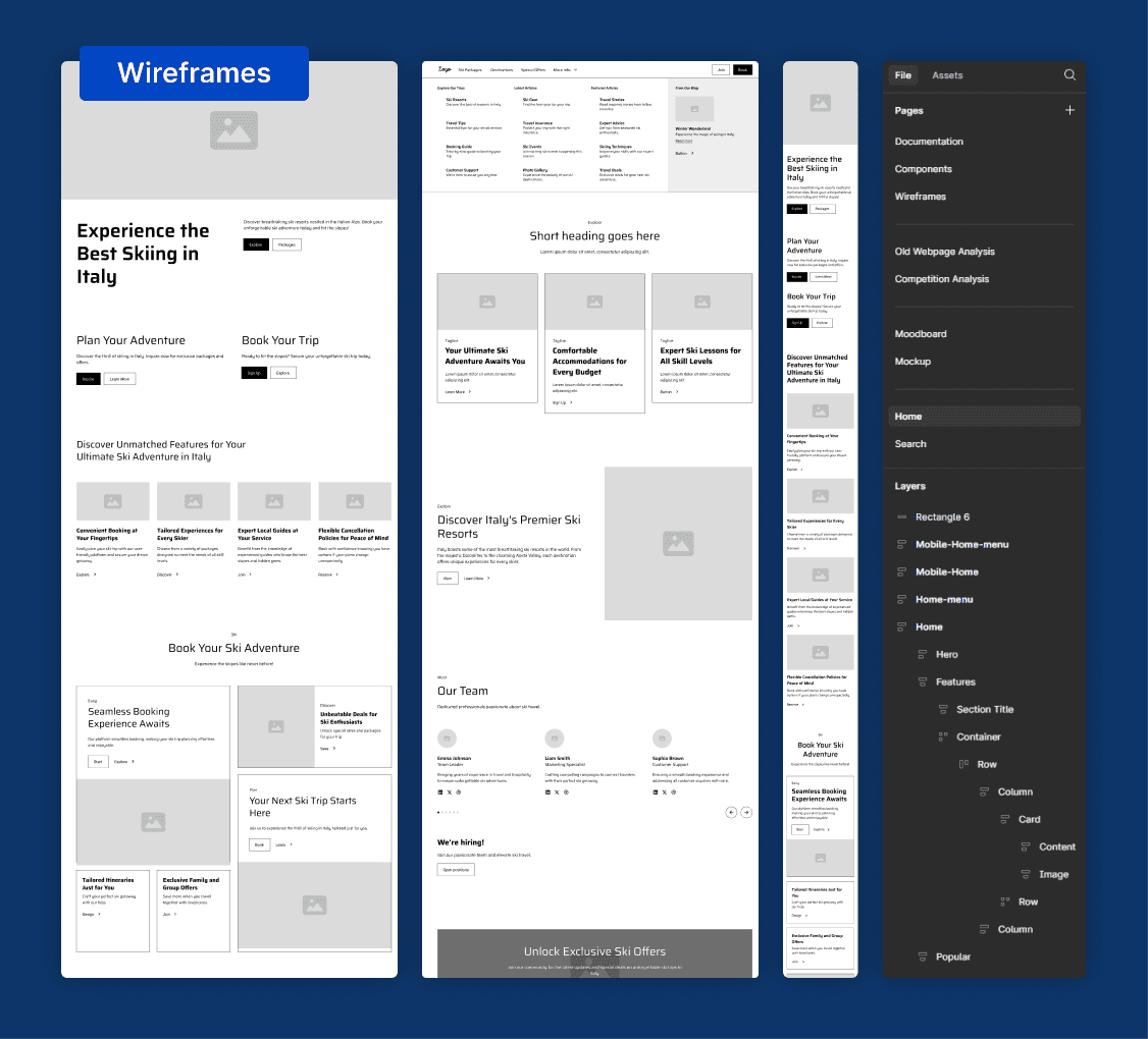 Image of the Wireframes.