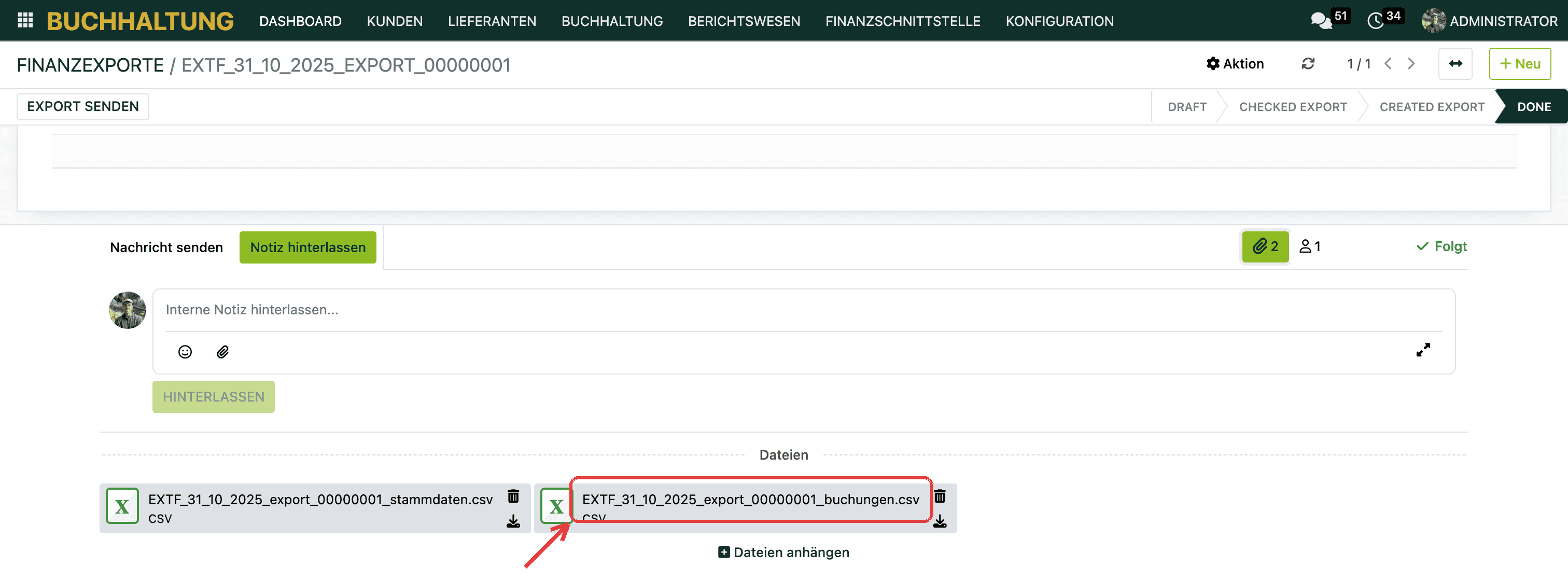 Die fertigen Exportdateien hängen am Export.