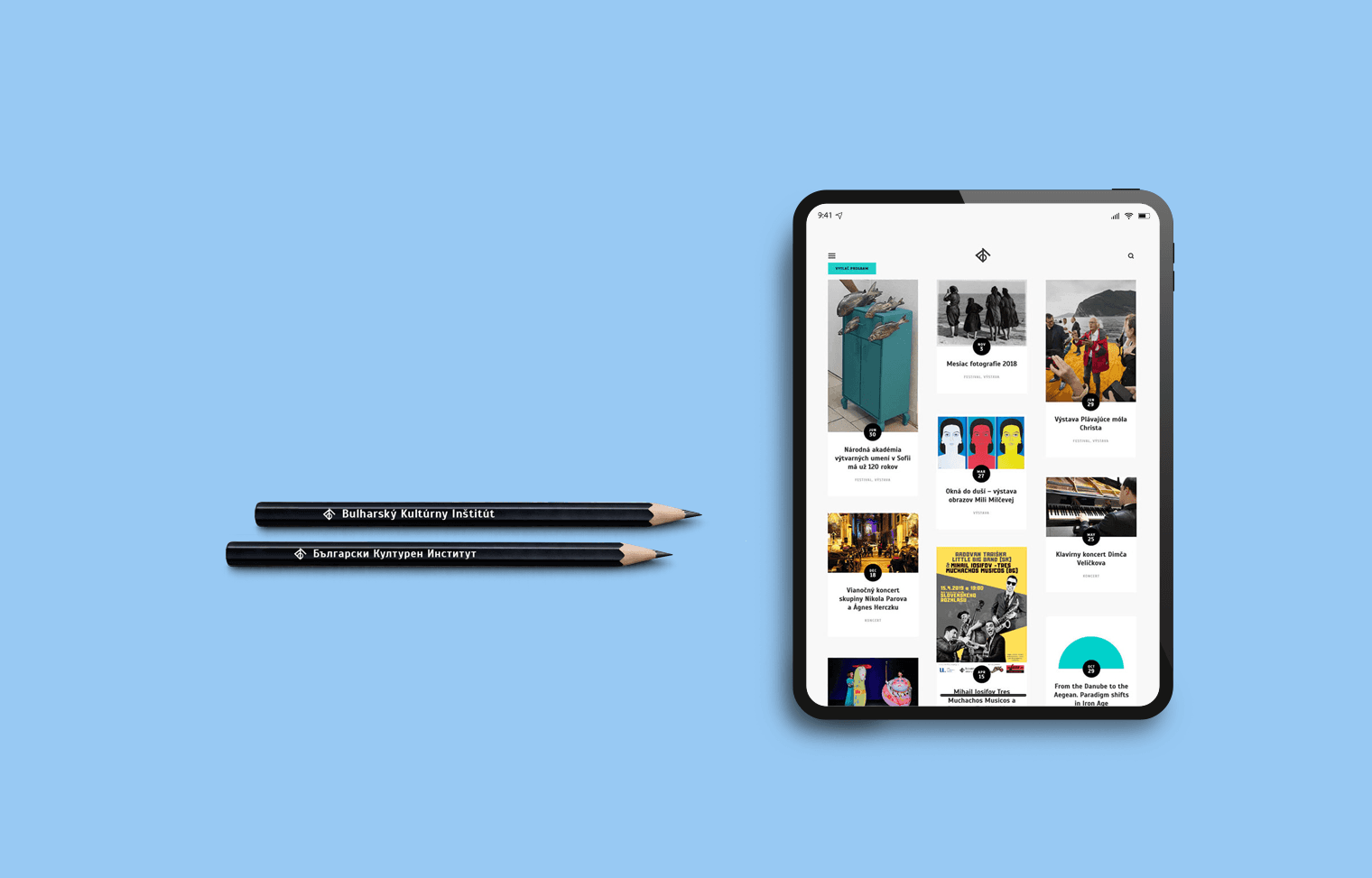 A tablet showing a feed of events