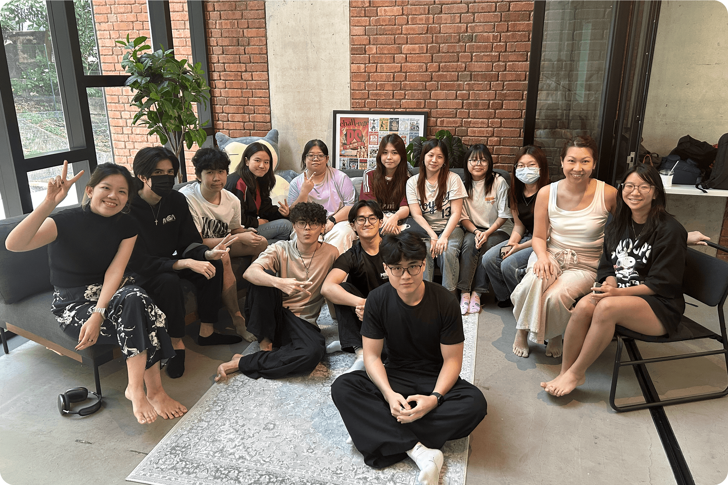 A group photo of students with facilitator Wendy