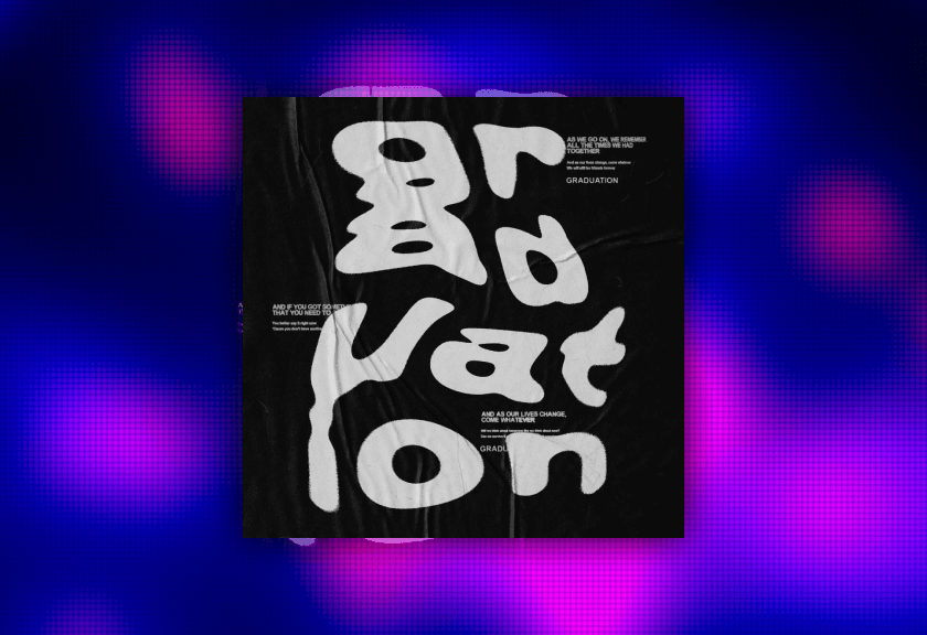 Trendy, bold typography invitation for a fun, aesthetic graduation party.