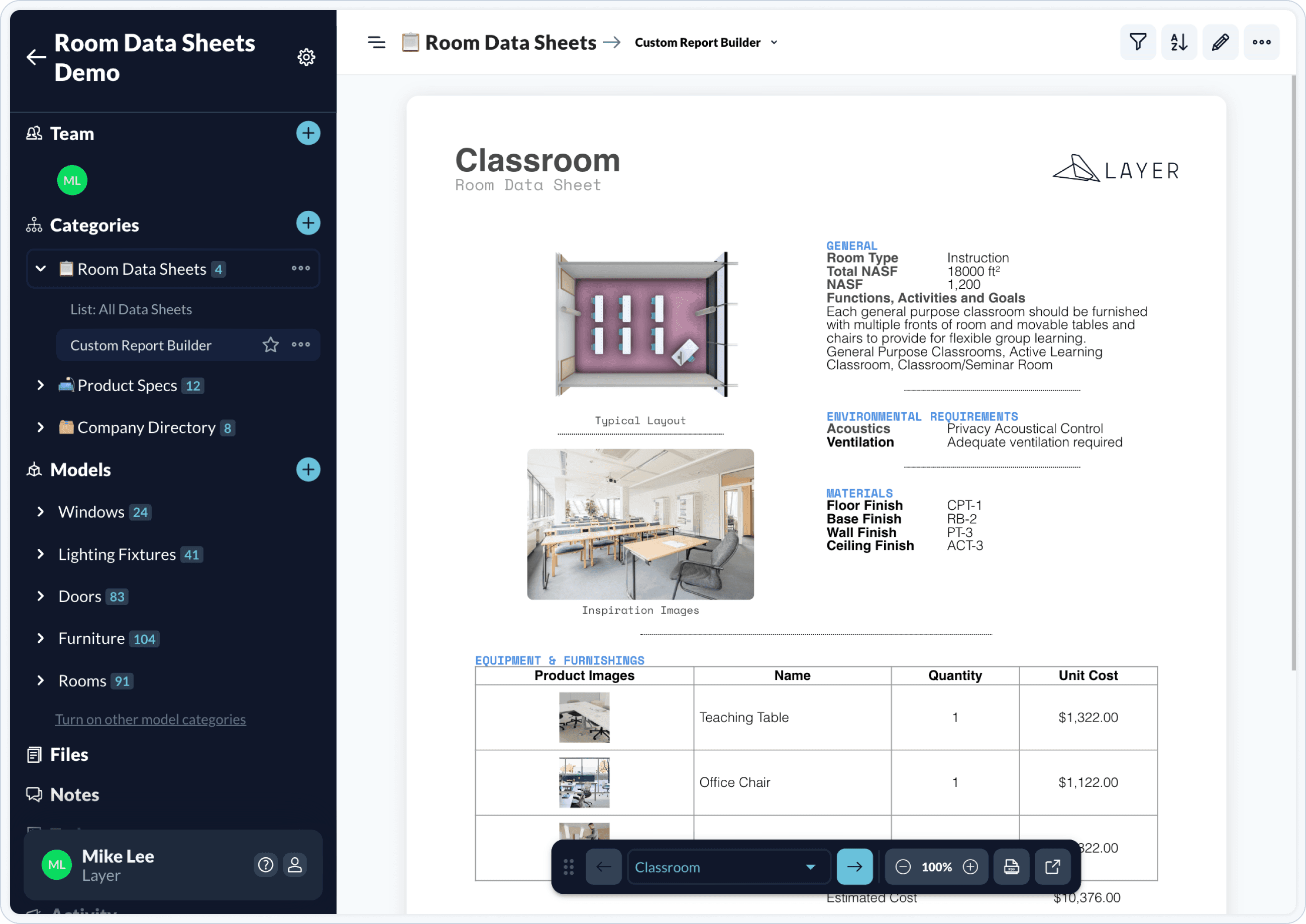 Architectural Room Data Sheets Explained