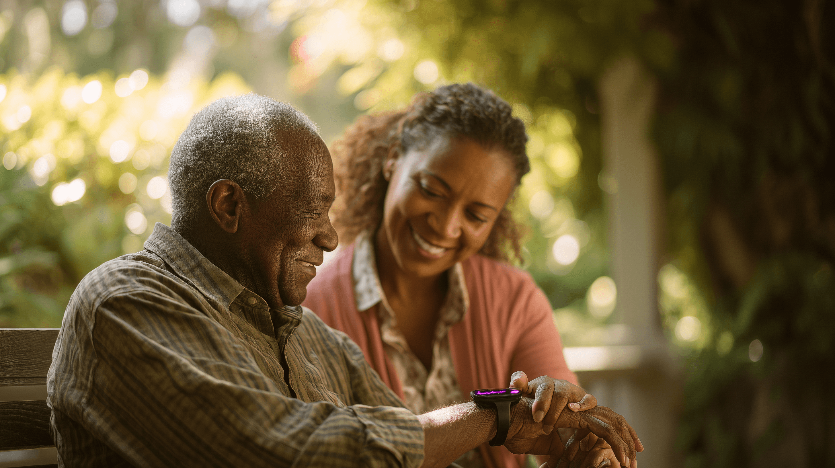 Woman holding a smartphone looking through the glass