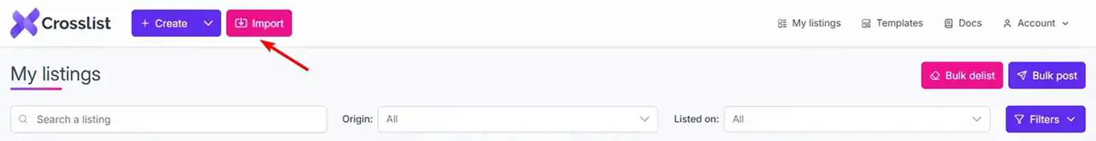 Crosslist Import