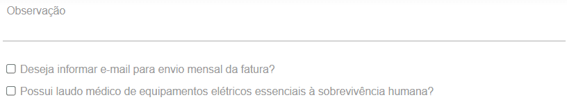 espaço para anotar observações ao solicitar ligação nova de energia pelo site cemig atende