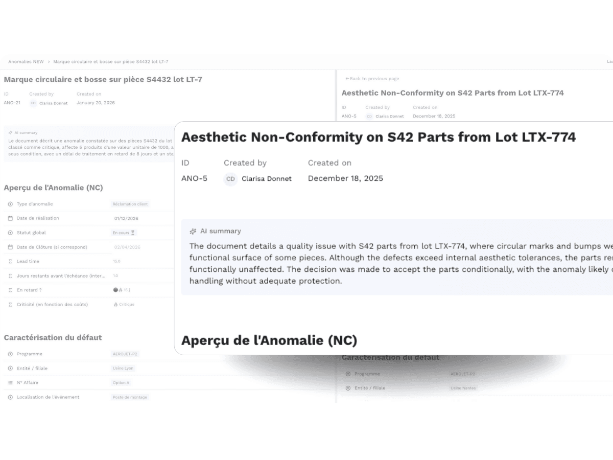 accès aux cas similaires dans l'historique en un clic