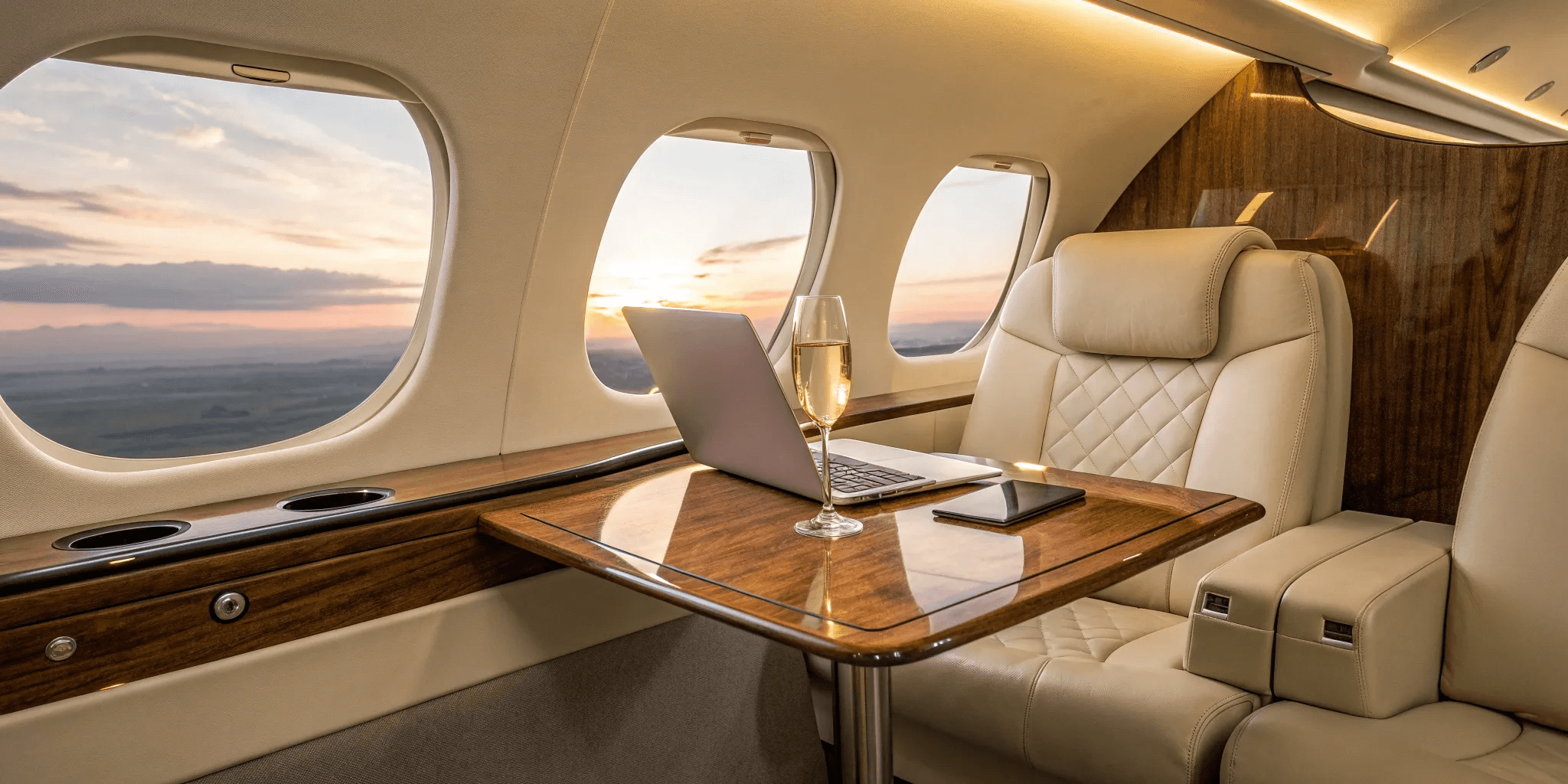 Luxury private jet parked on the runway beside a black executive car, representing premium private aviation and seamless travel service.