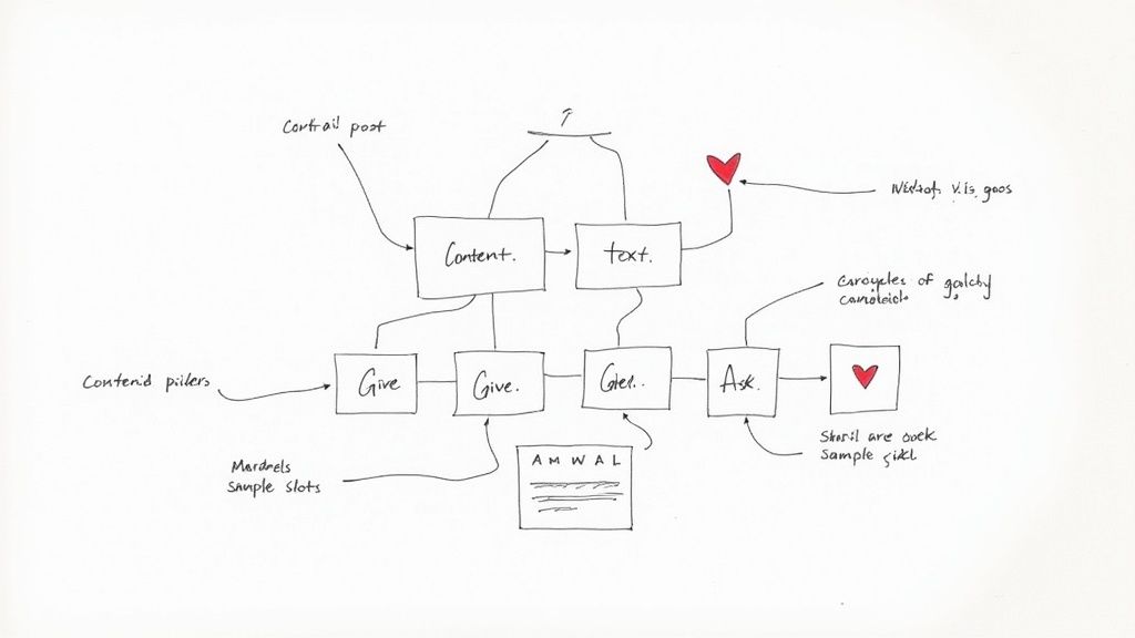 A woman planning a content strategy on a whiteboard.