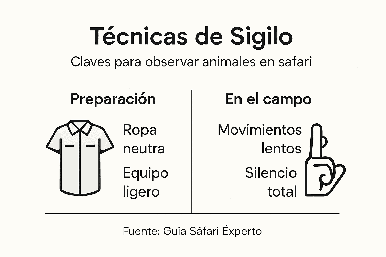 Guía visual sobre cómo moverse con discreción durante un safari