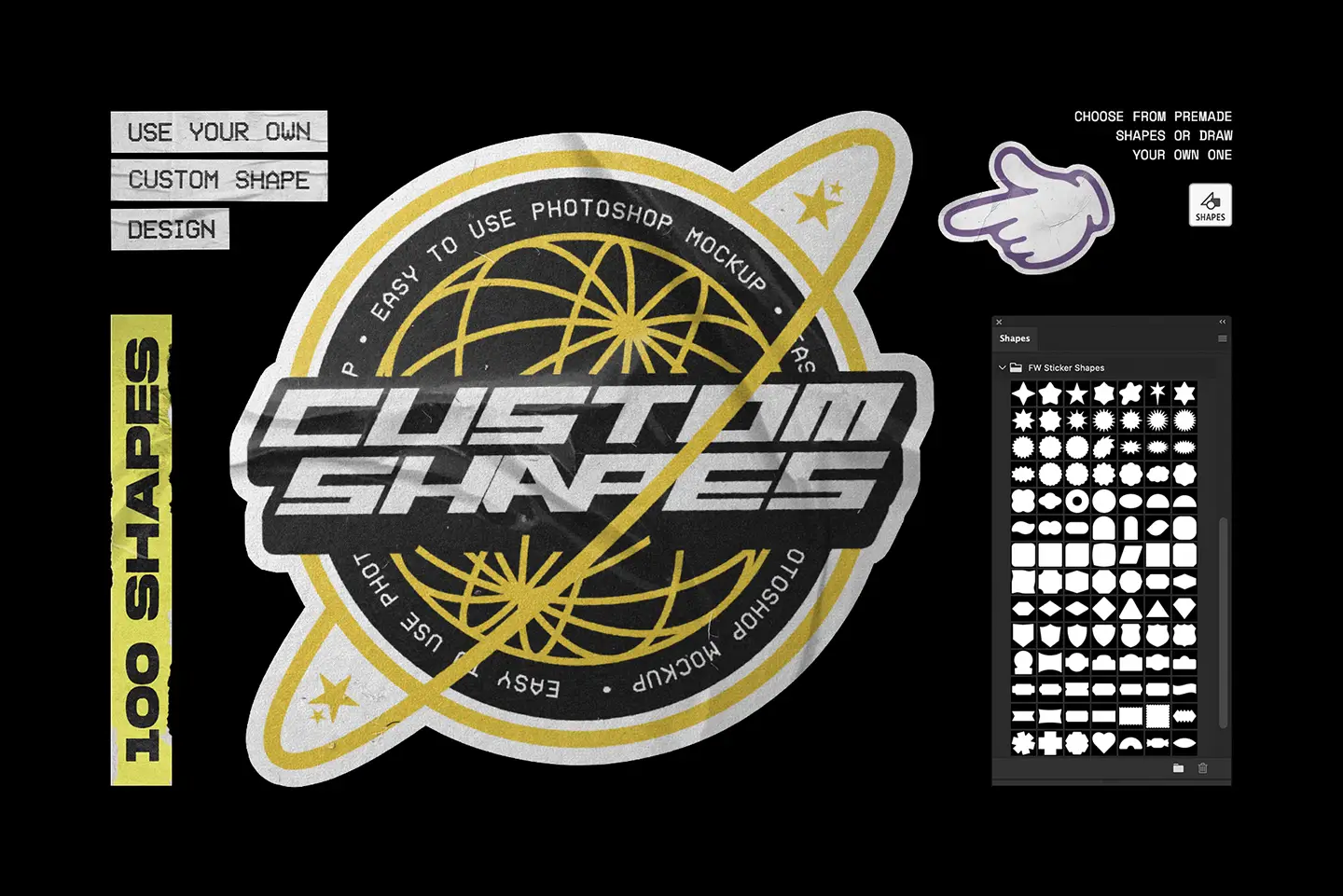 Sticker Labs custom sticker shapes panel with editable die cut sticker design