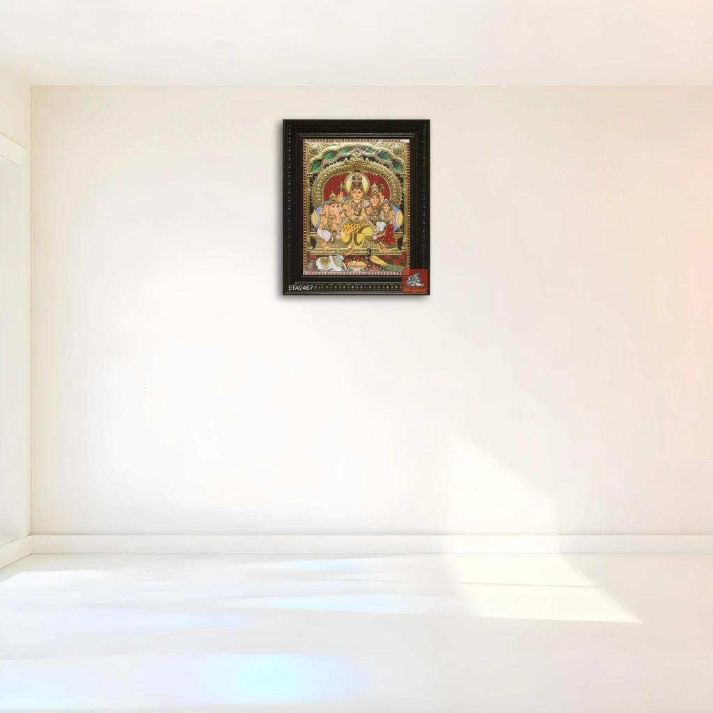Shiva Parvathi Family Tanjore Painting