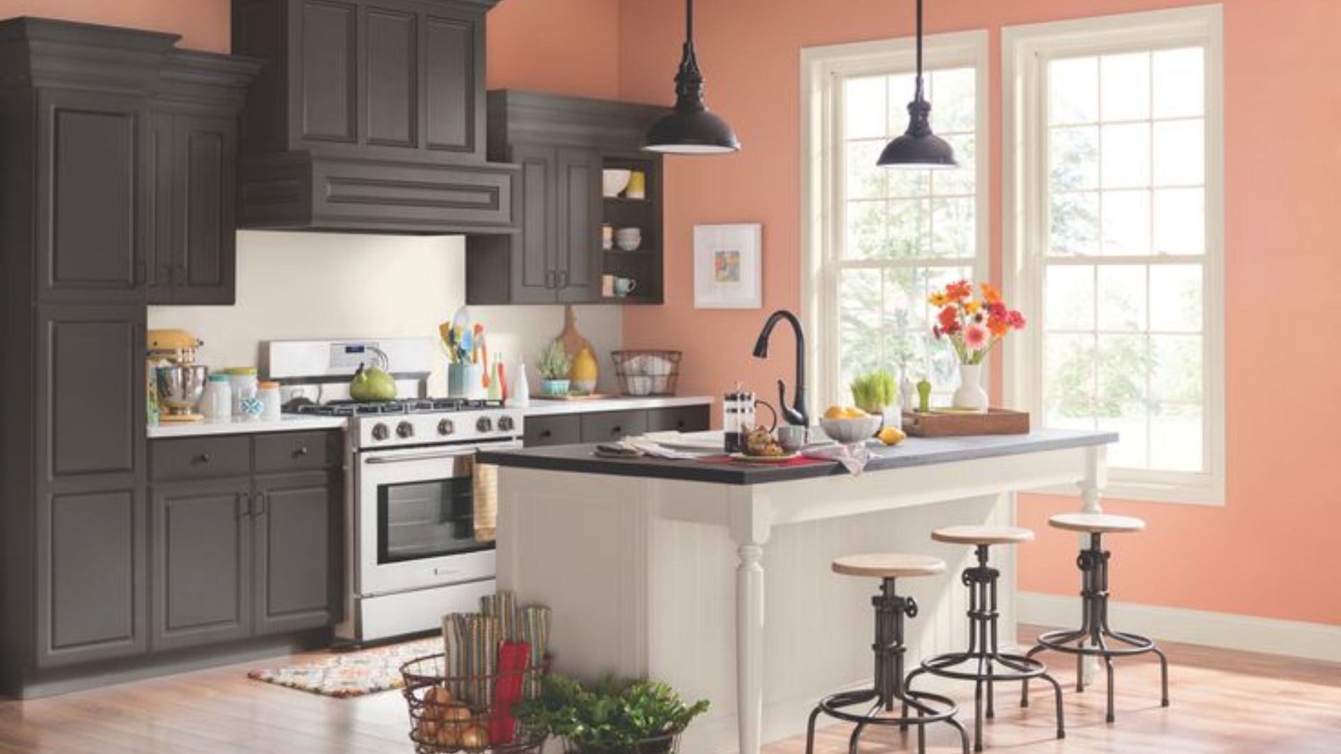 Coral and Soft Grey