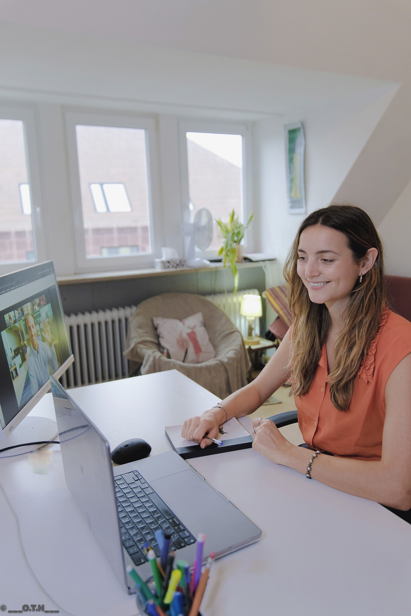 a painting of blue paint on a wall
