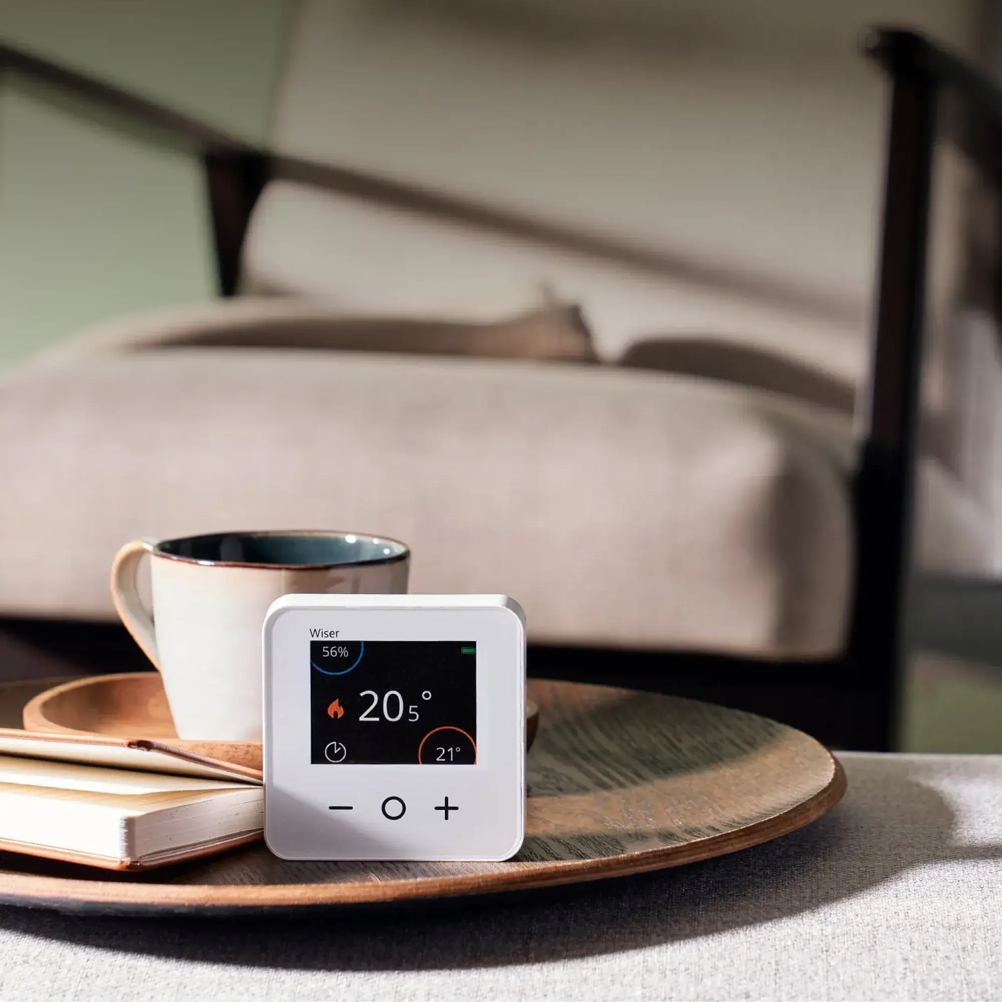 white and gray thermostat at 19 5