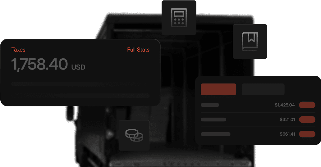 acconutning service tabs floating on the back of the truck