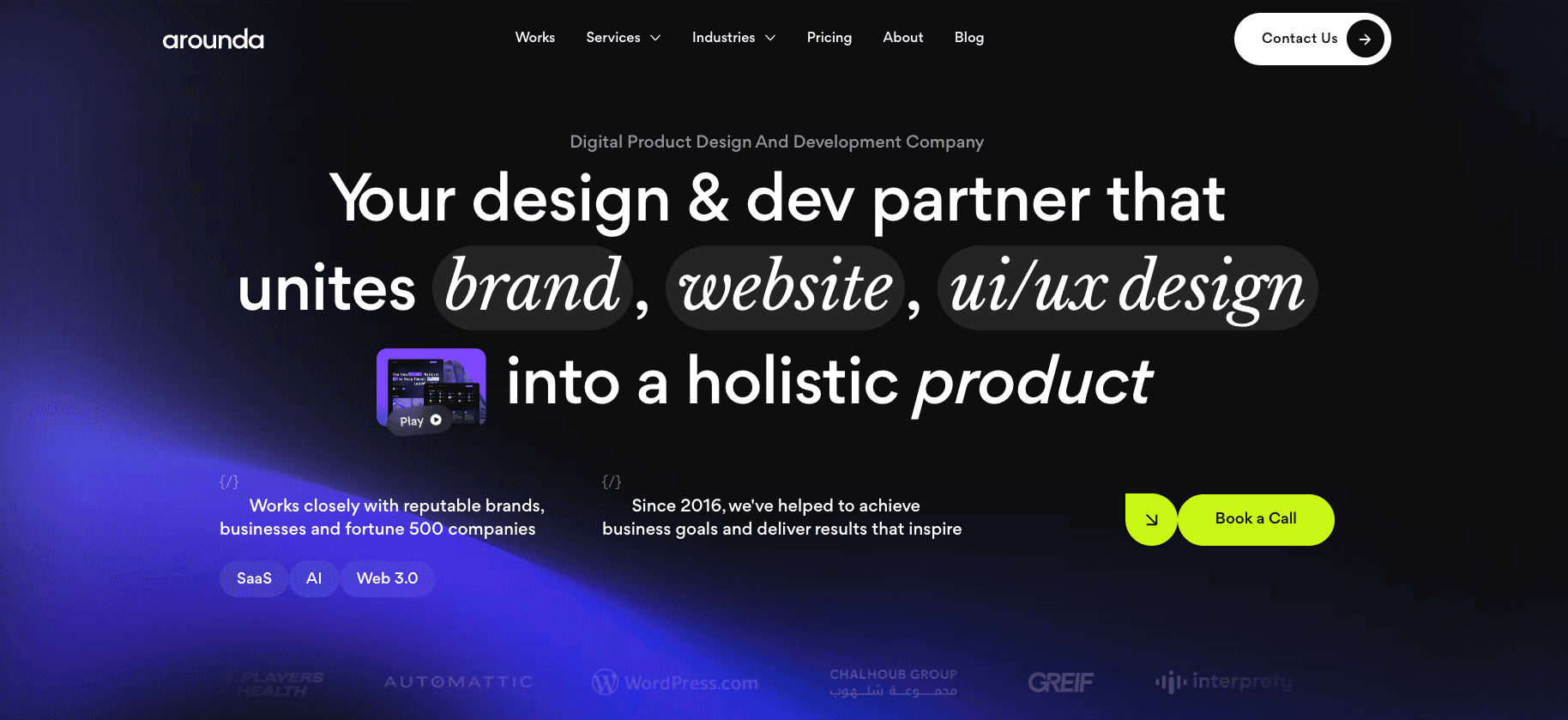 Arounda SaaS website design agency homepage