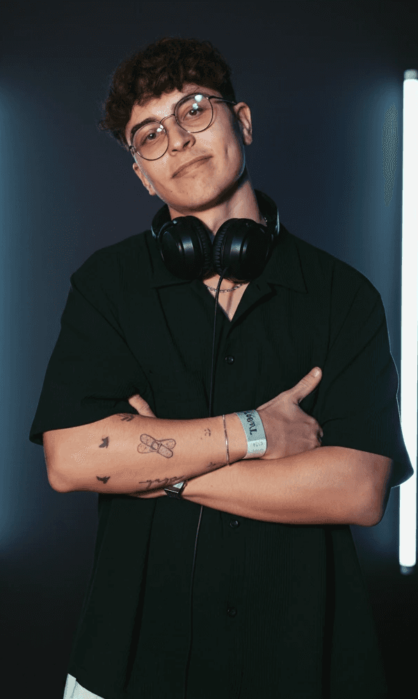 Music producer sitting in his studio