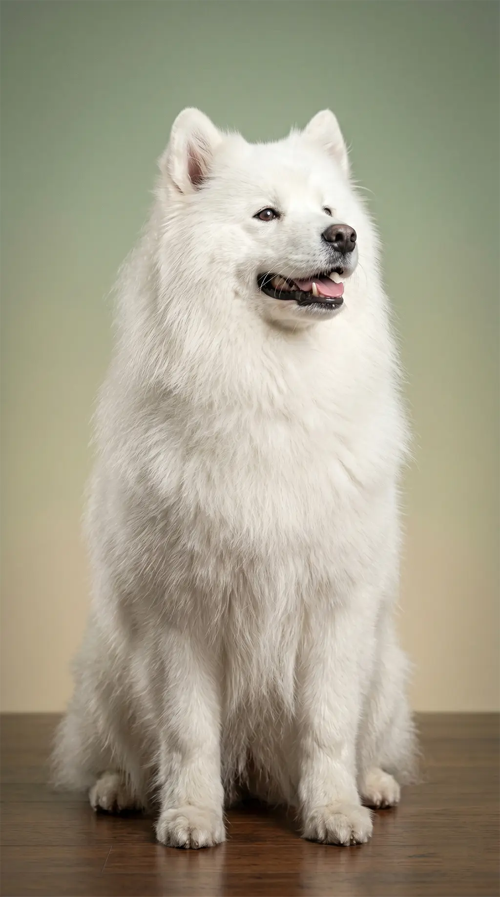 freshly groomed dog with a neat coat, looking clean and well cared for.