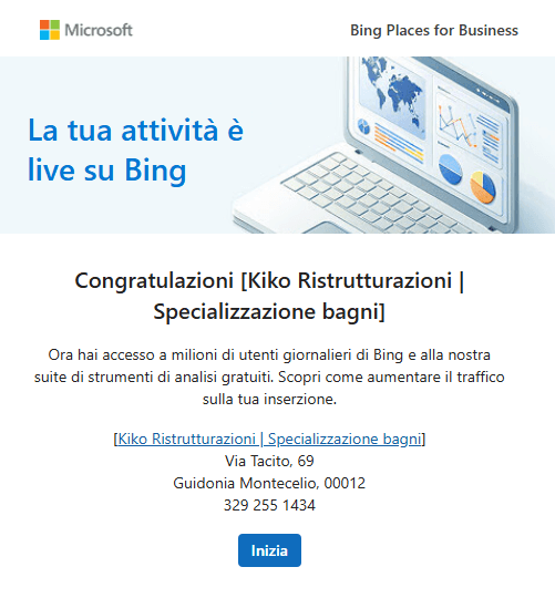 screen approvazione inserimento kiko ristrutturazioni su bing places