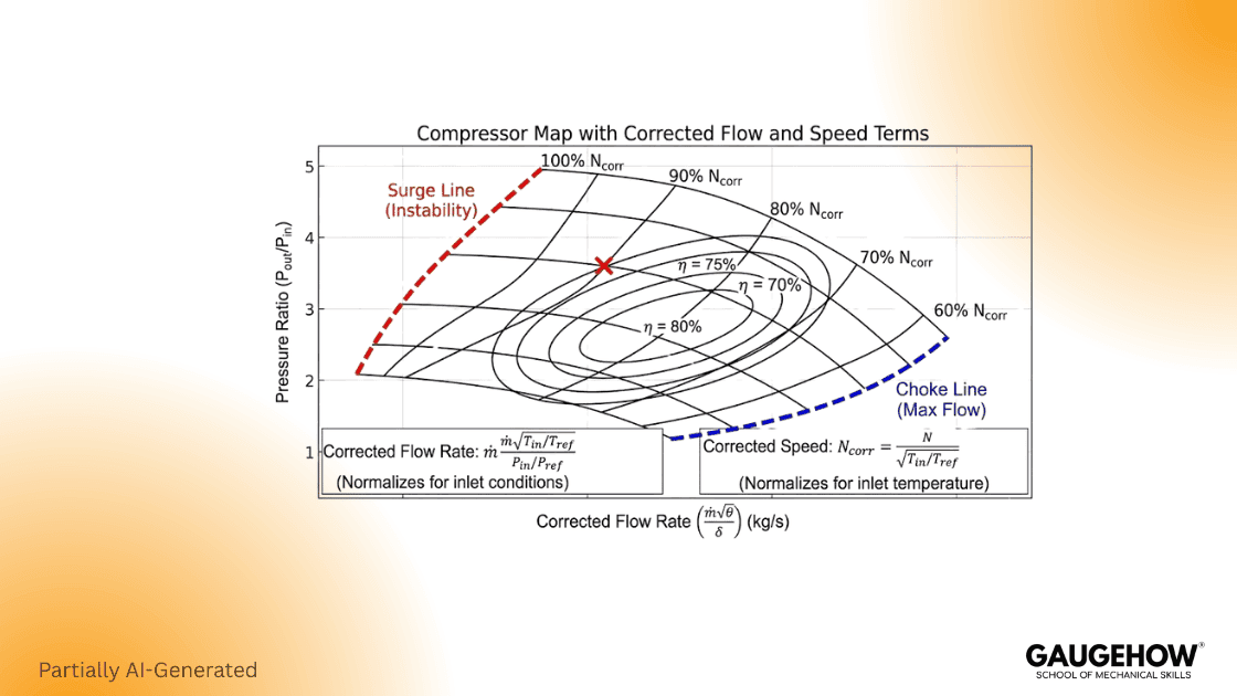 Compressor map corrected flow corrected speed