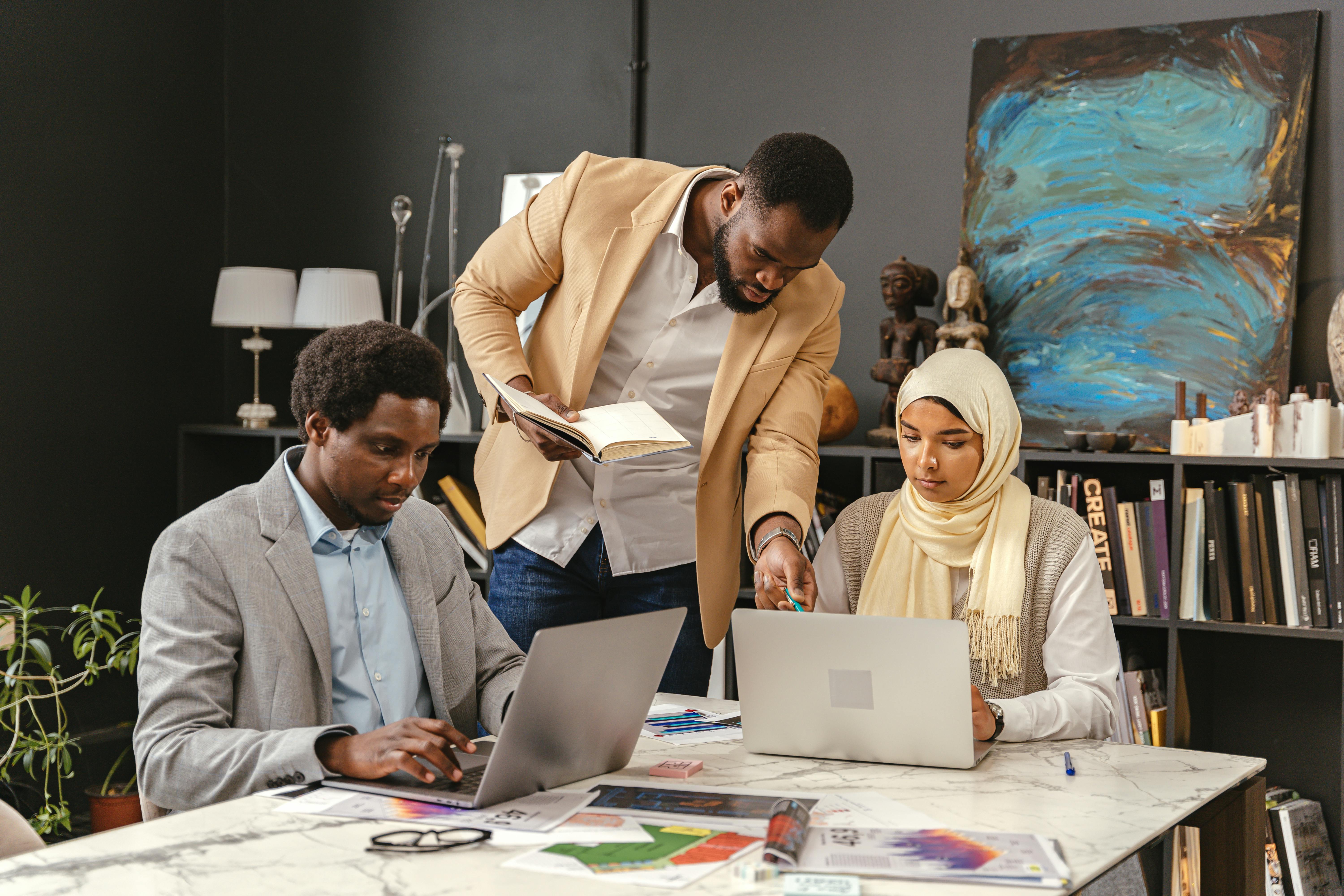 an illustration of a group of people stacking more puzzle pieces on top of more puzzle pieces