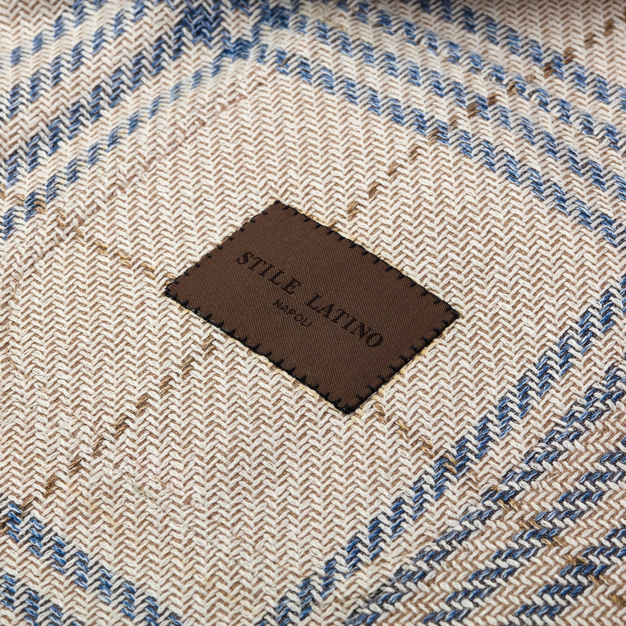 Beige with Blue Check Overshirt - Adda River