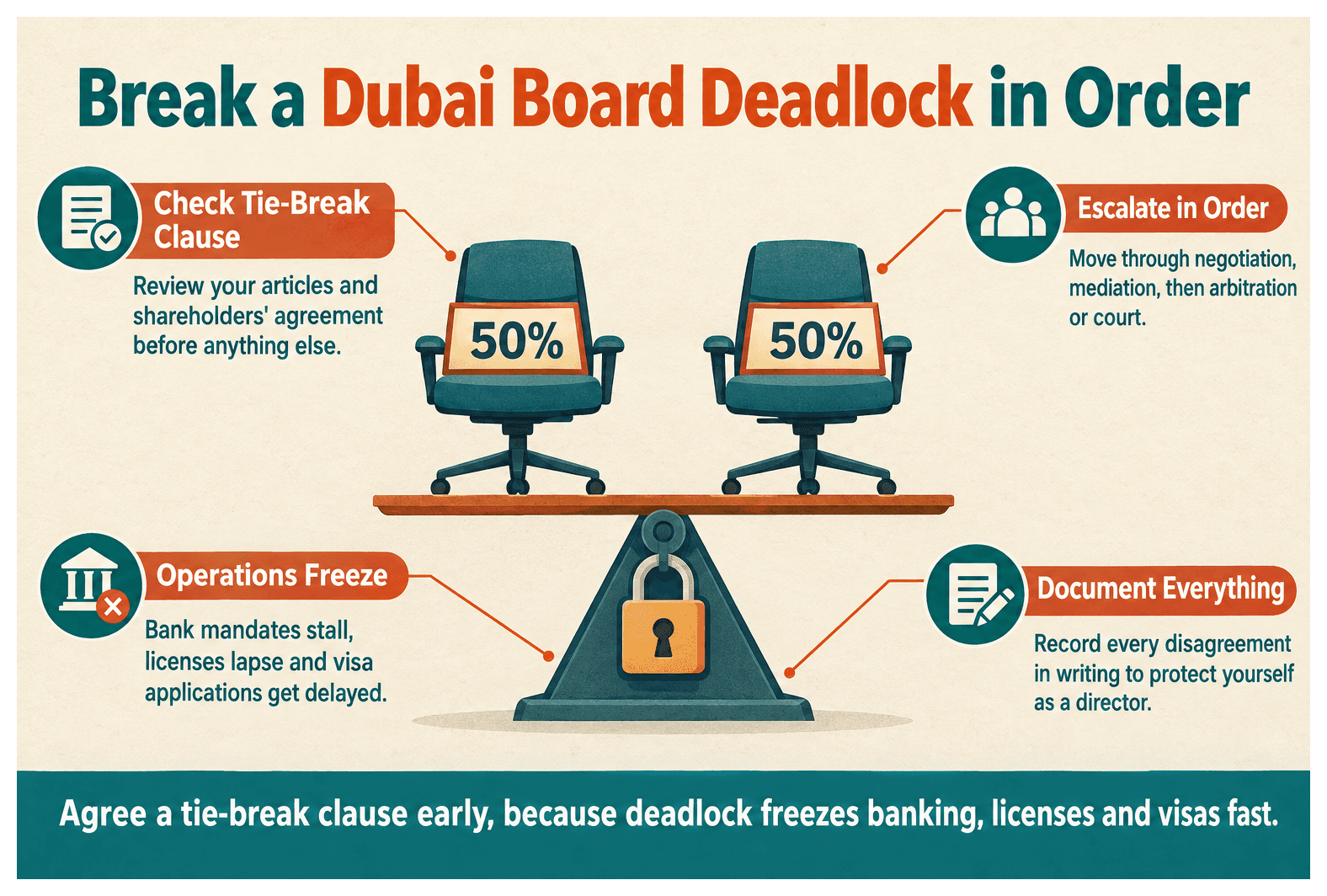 Infographic: How to Handle a Deadlocked Board in a Dubai Company