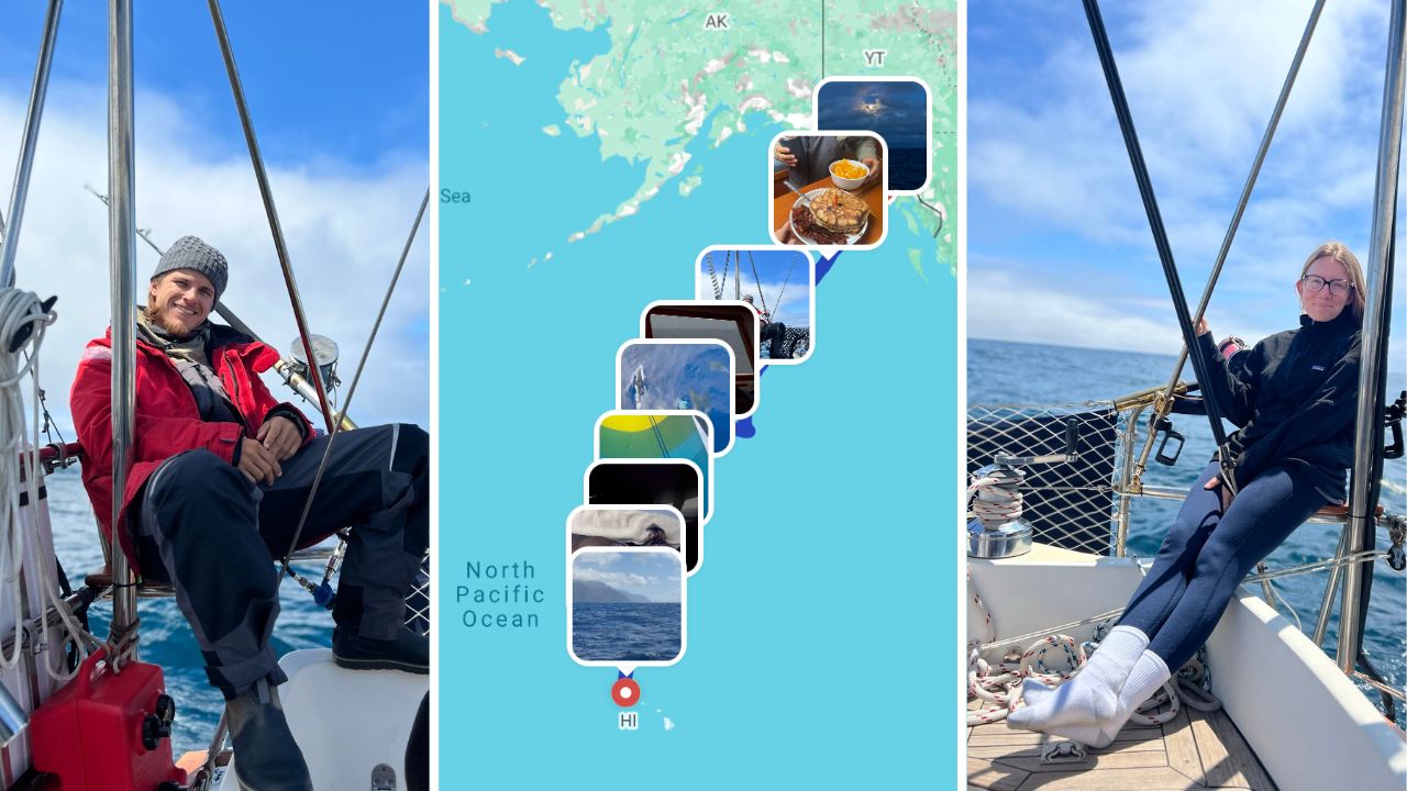 SeaPeople sailing route map showing trackline from Hawaii to Alaska across the Pacific Ocean