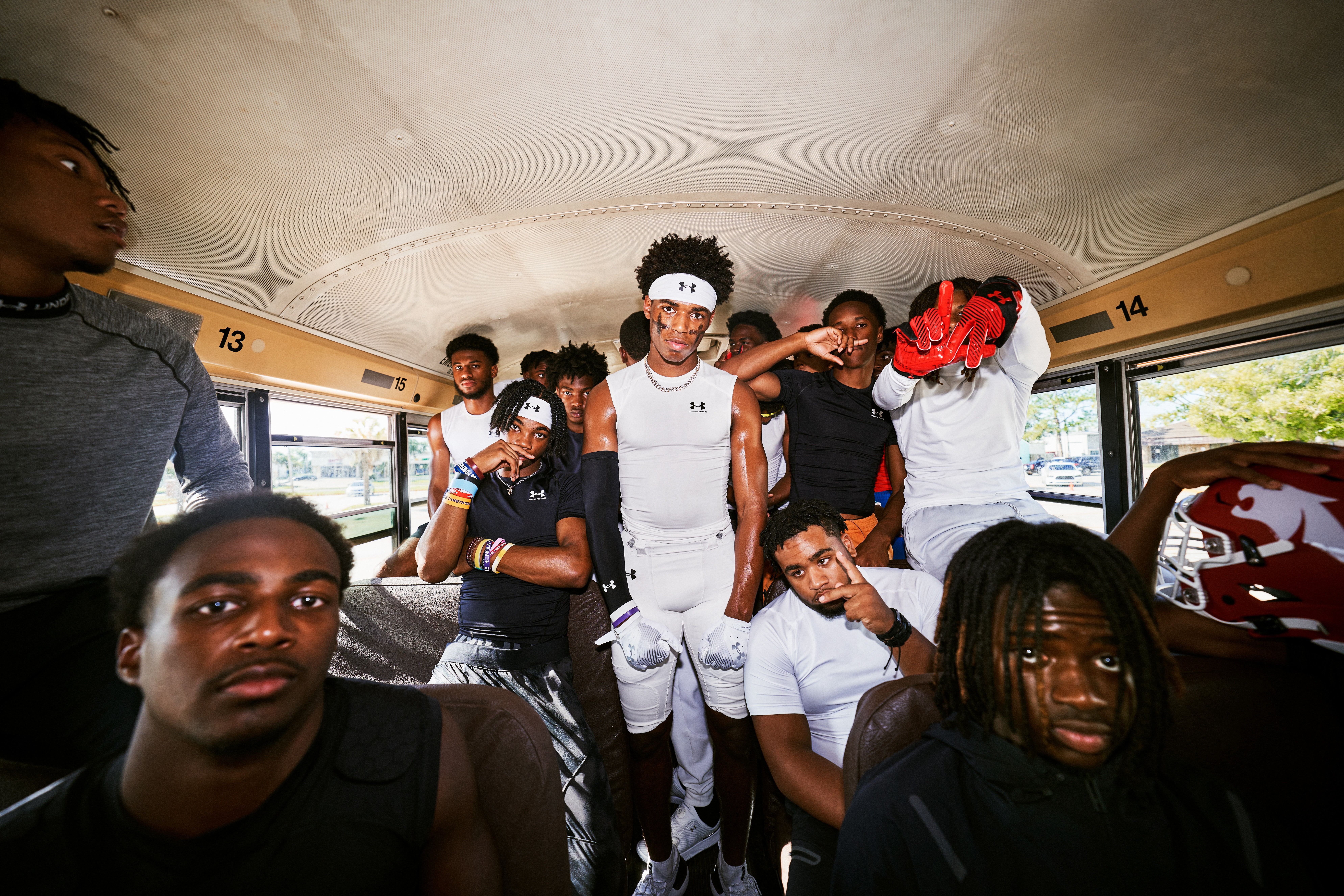 Group of Athletes on Bus
