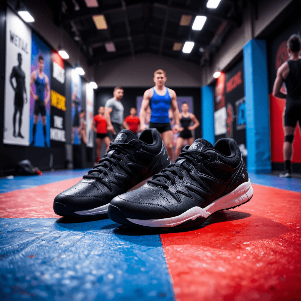 product photography of a pair of wrestling shoes