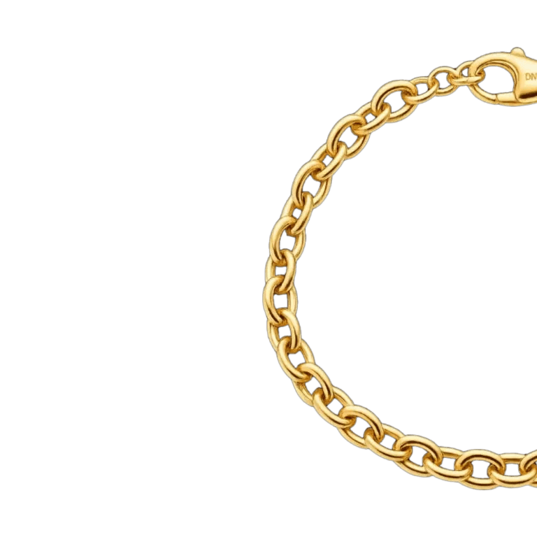 Gold chain bracelet on a white background