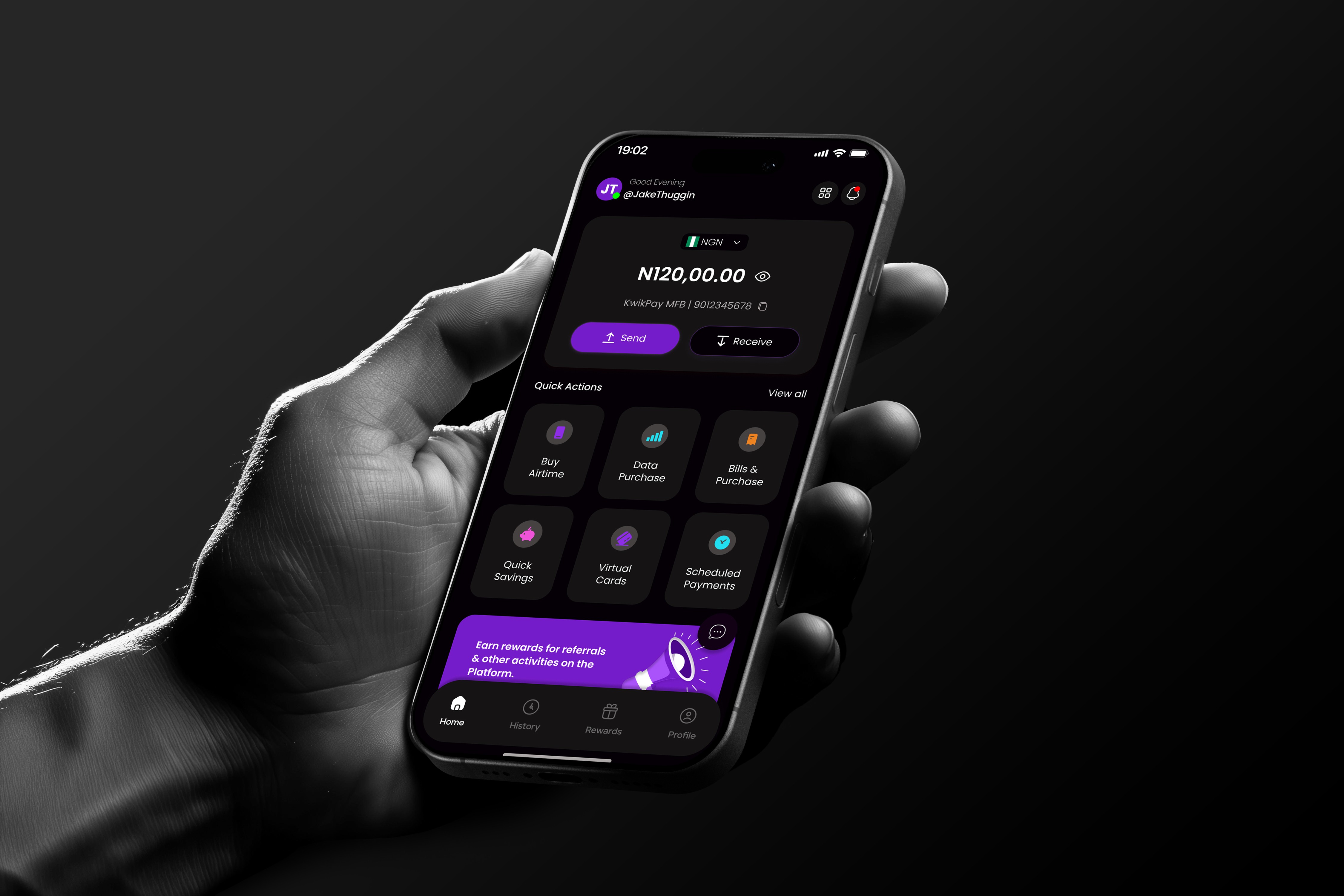 fintech homescreen