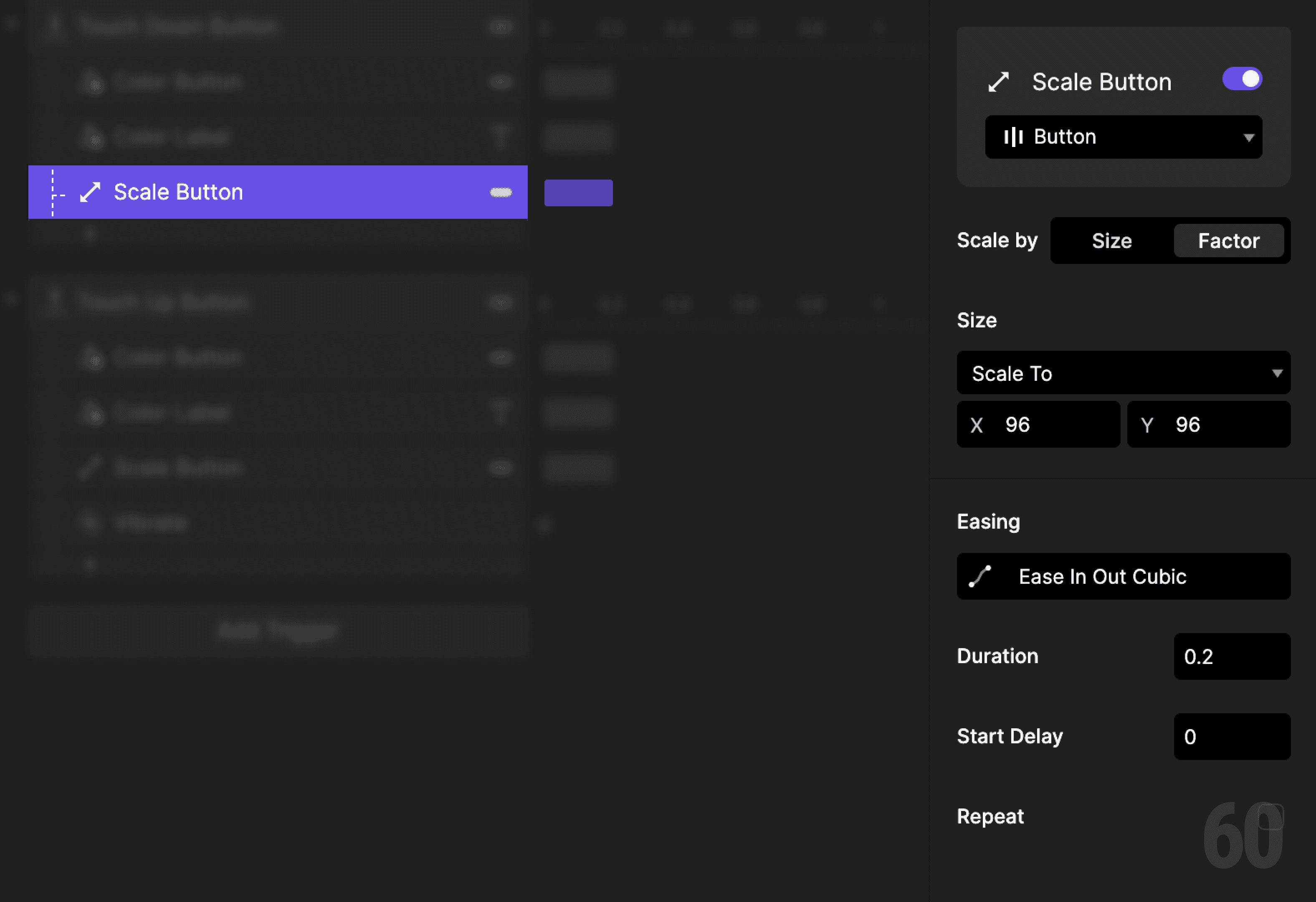This is a screenshot of Step 4: Scale the button down.