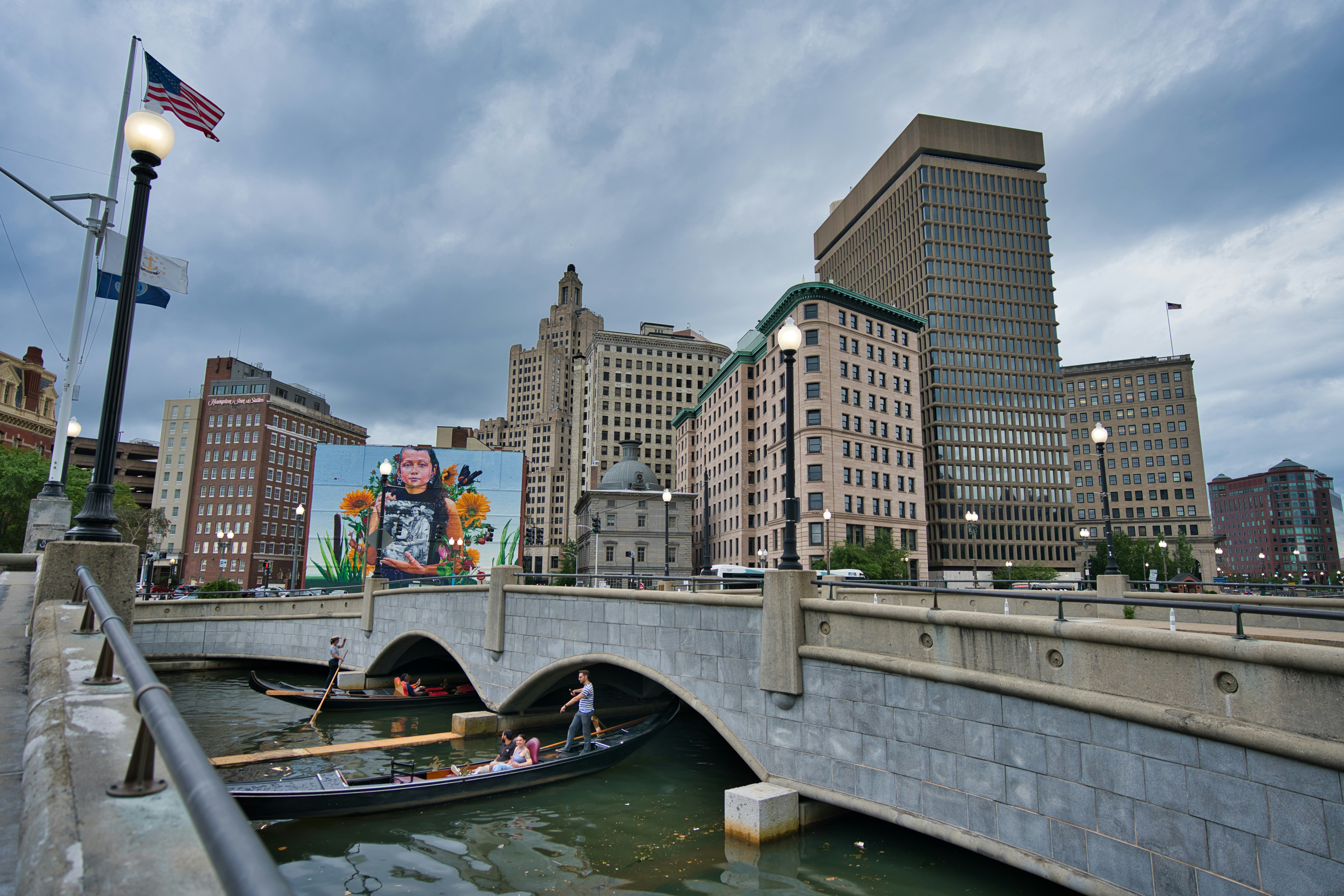 The Providence river and skyline seen from the bridge