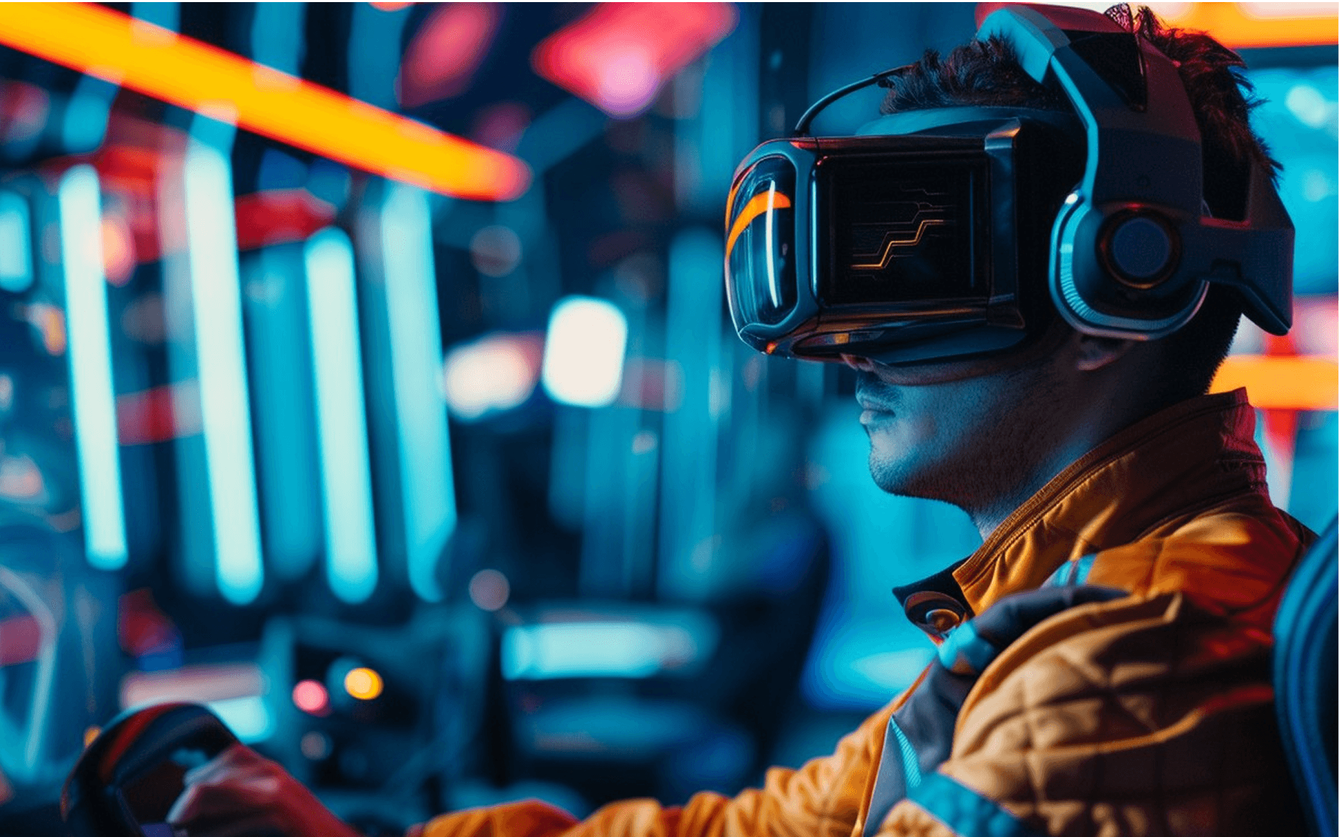 Man wearing VR glasses