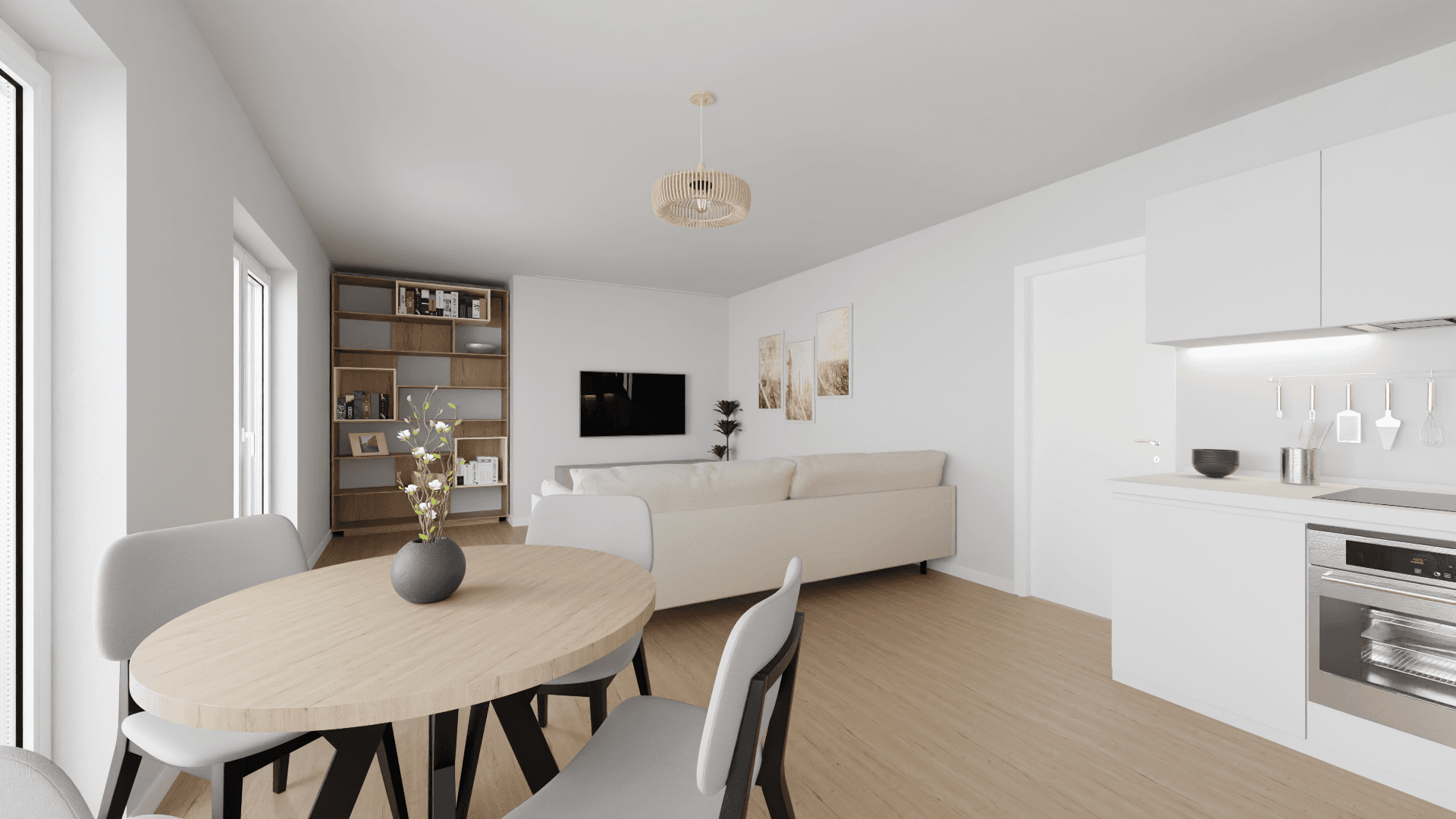 Moderne Küchenzeile mit angrenzendem Essbereich in einer Eigentumswohnung der Petrastraße 10, Bad Salzuflen