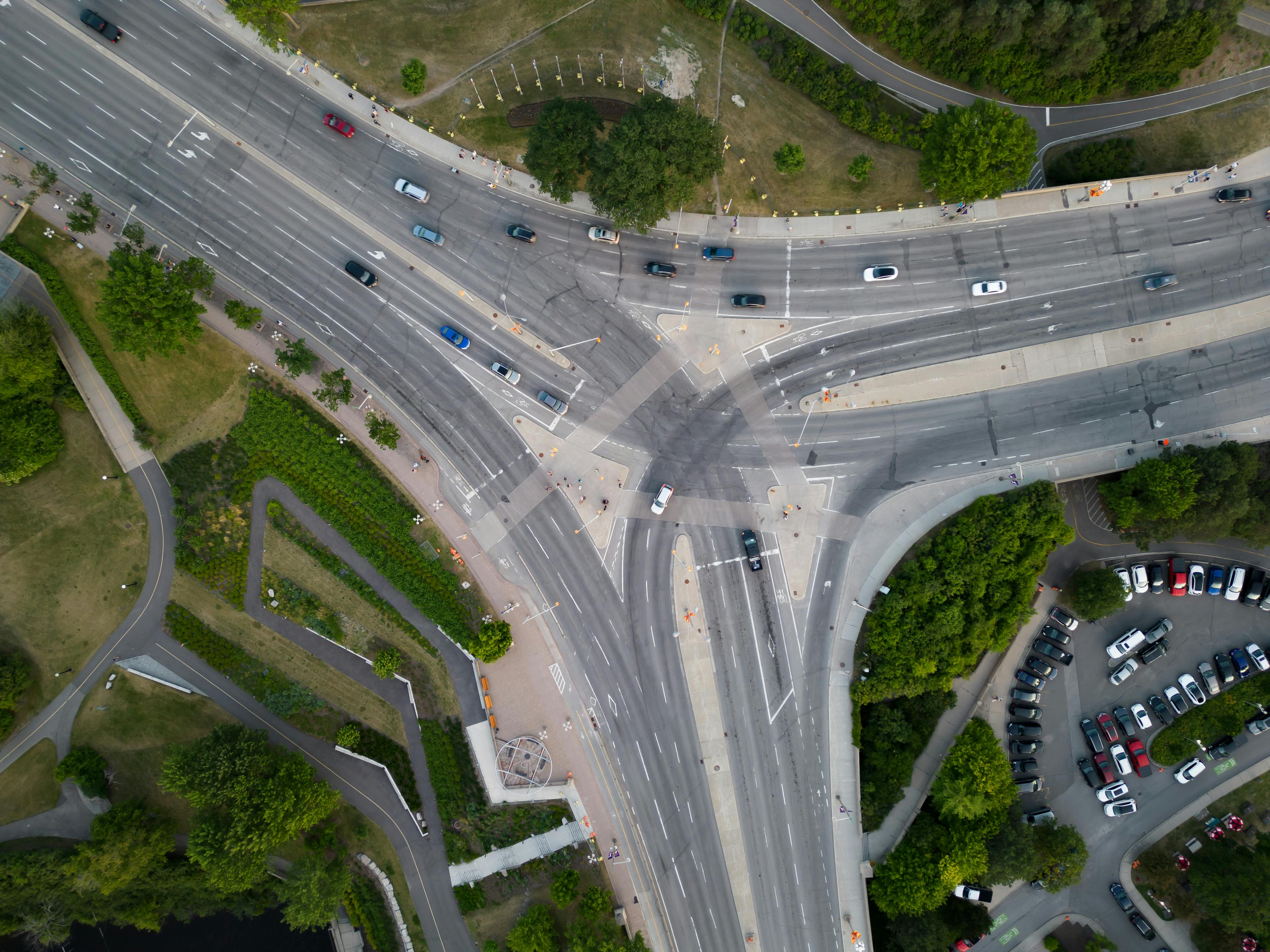An interchange aerial view