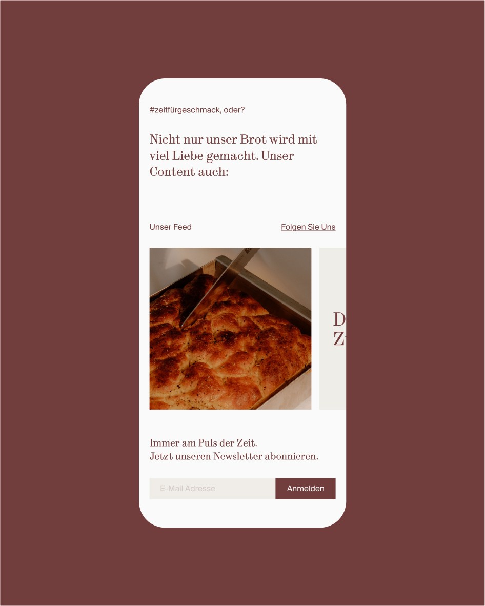 A picture of the Kratzer Brot homepage on a mobile phone.