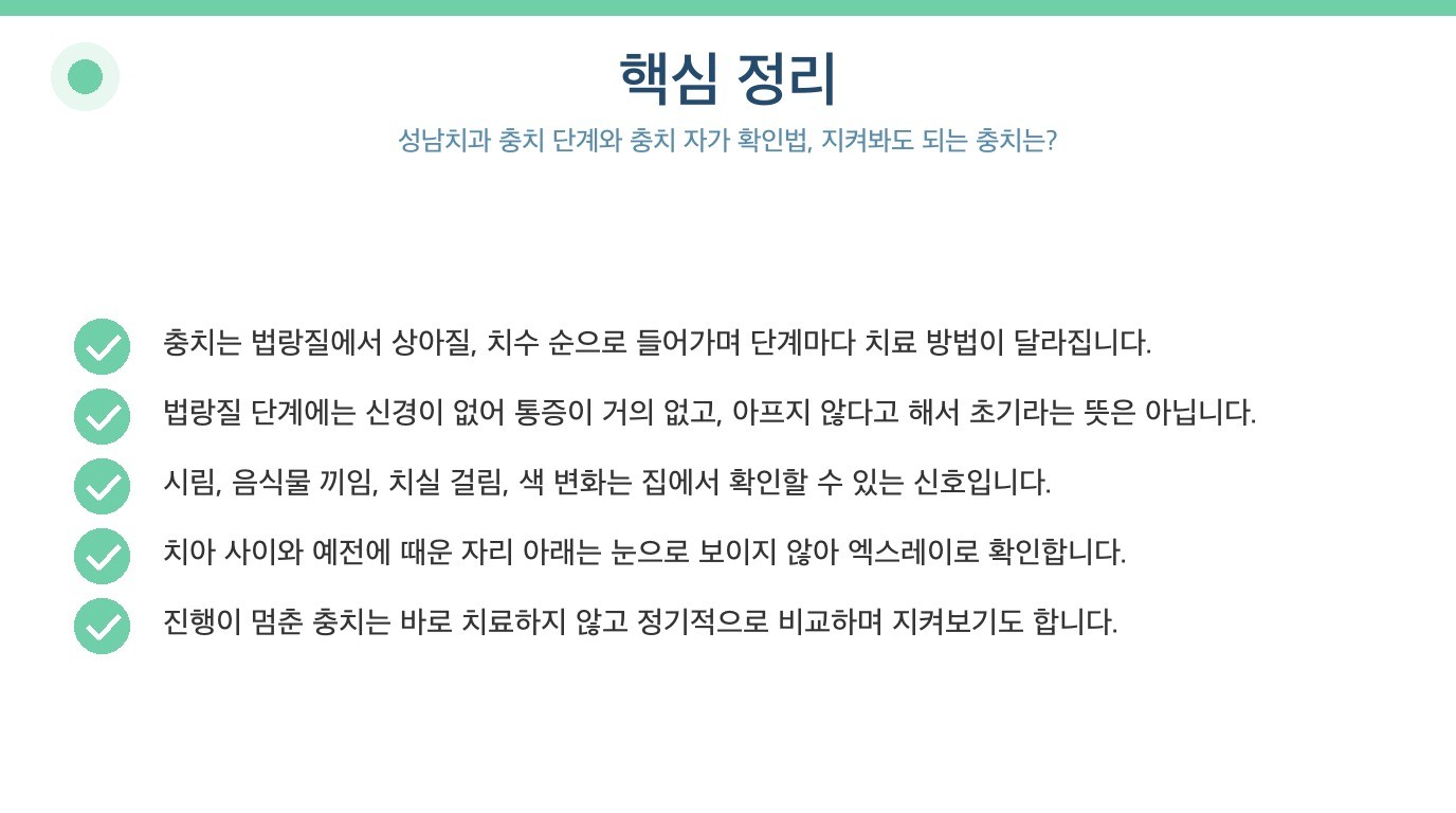 성남치과 충치 단계와 충치 자가 확인법, 지켜봐도 되는 충치는? 핵심 정리 다섯 가지