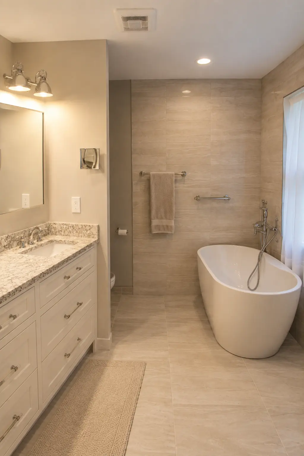 bathroom remodeling with freestand tube and double vanity sink