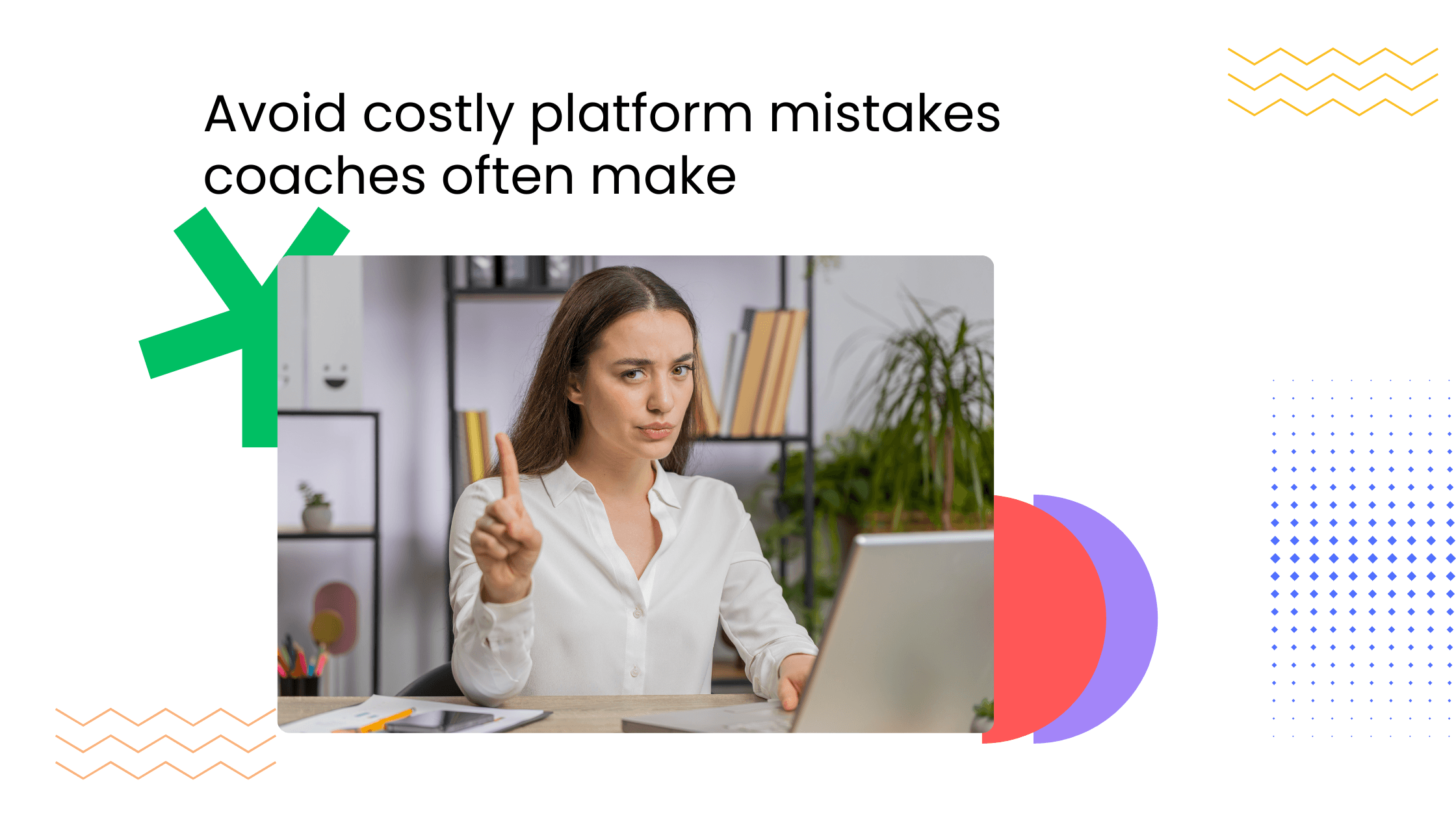Woman working on a laptop in a creative about avoiding costly mistakes when choosing coaching platforms.