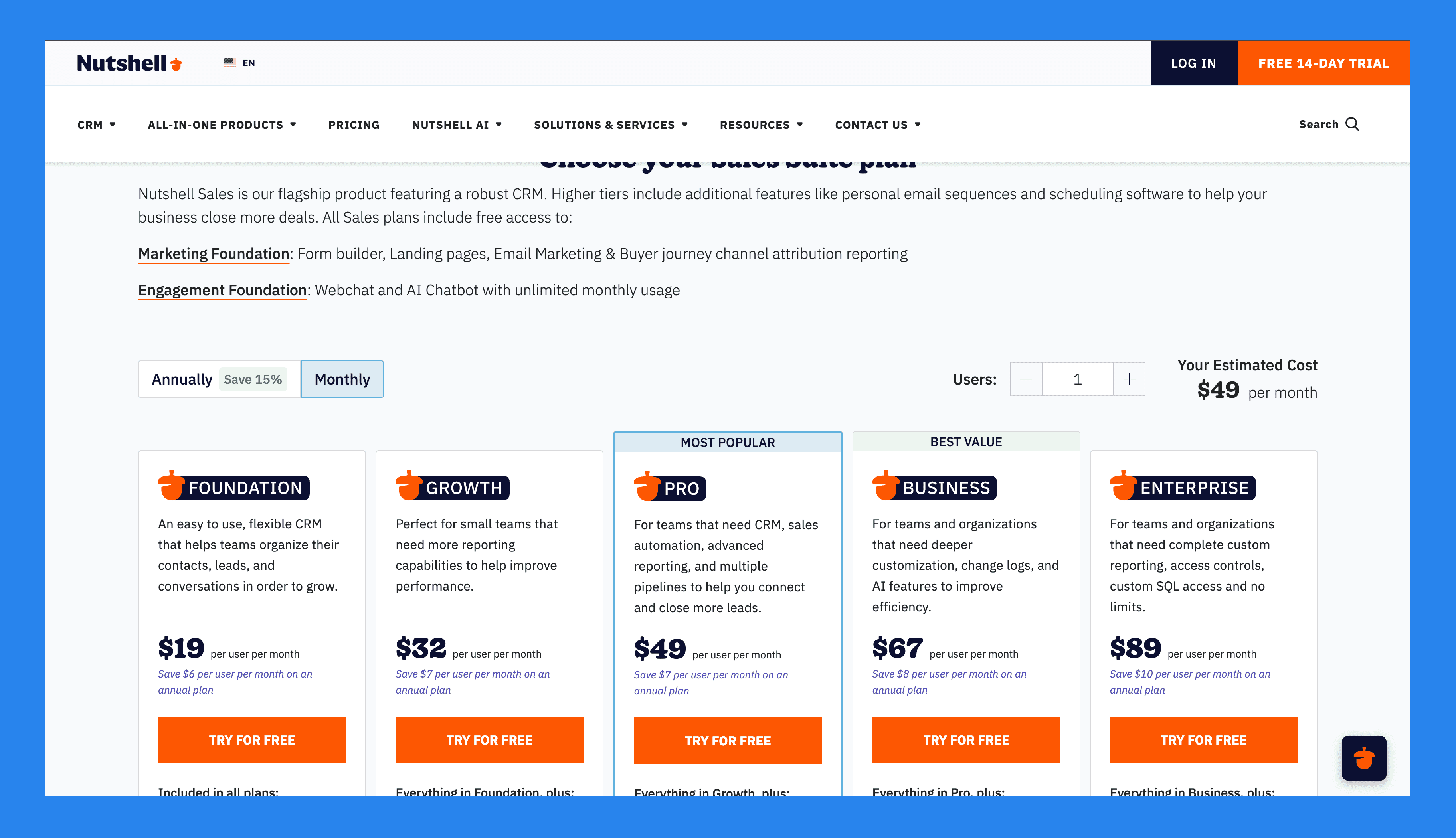 Nutshell Pricing Plans