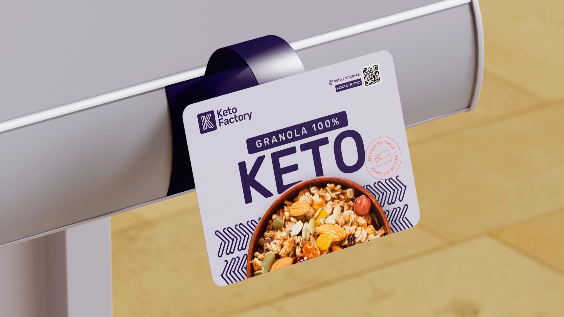 Packaging moderno y saludable para Keto Factory – estudio de diseño gráfico en Chile.