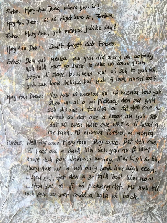 Fi Wi Pickney, 2024. Mixed media on paper. by Barbara Walker.