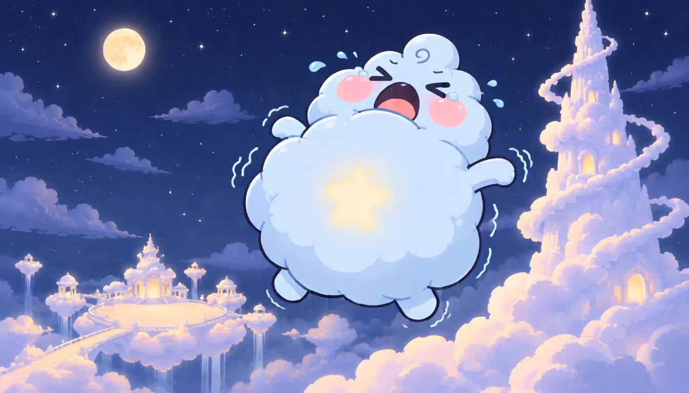Puff sneezing the Christmas star out across the night sky