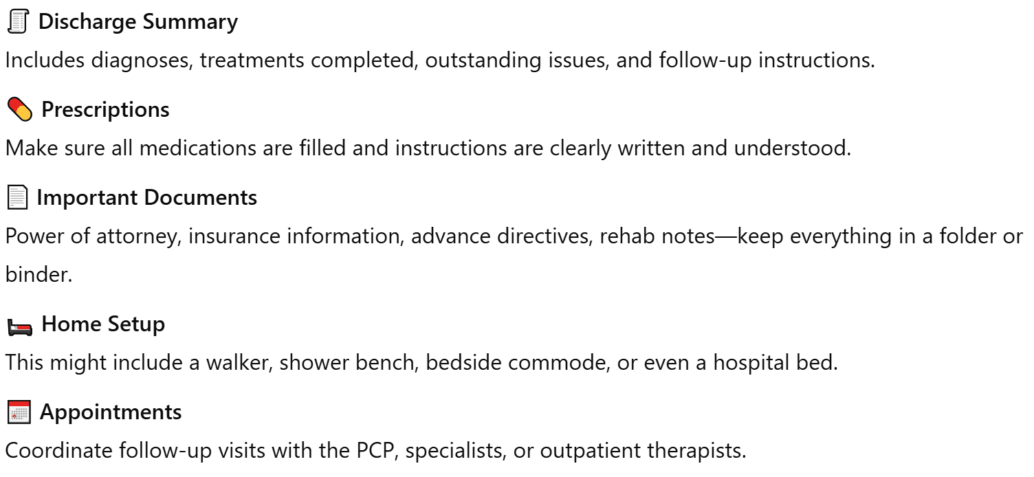 What Families Need to Handle Before Discharge: