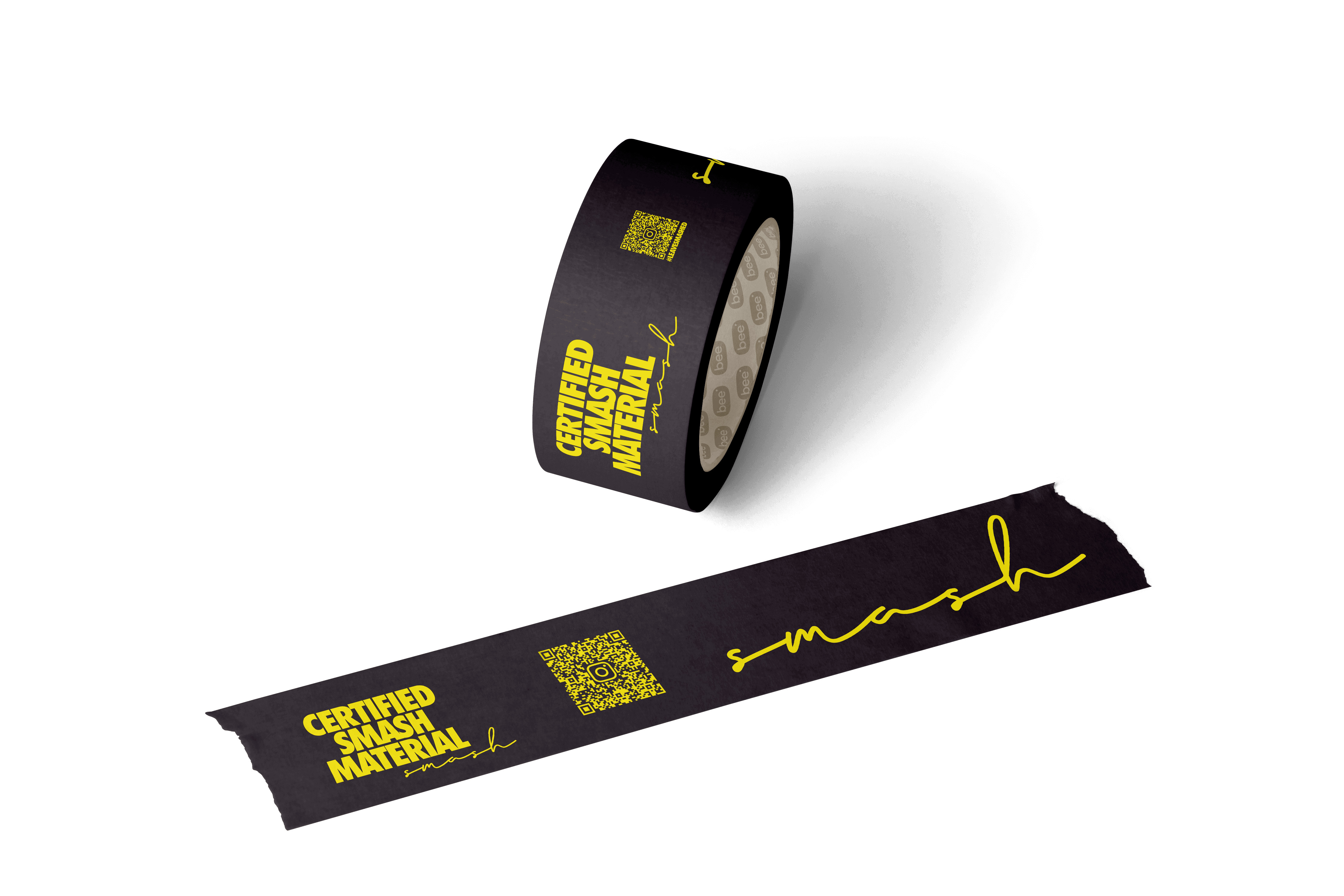black "smash"-branded tape