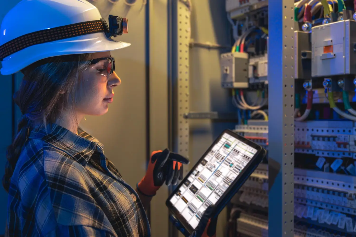 Elektrik elektronik sektörü yatırım teşvikleri kapsamında pano kontrol eden kadın mühendis