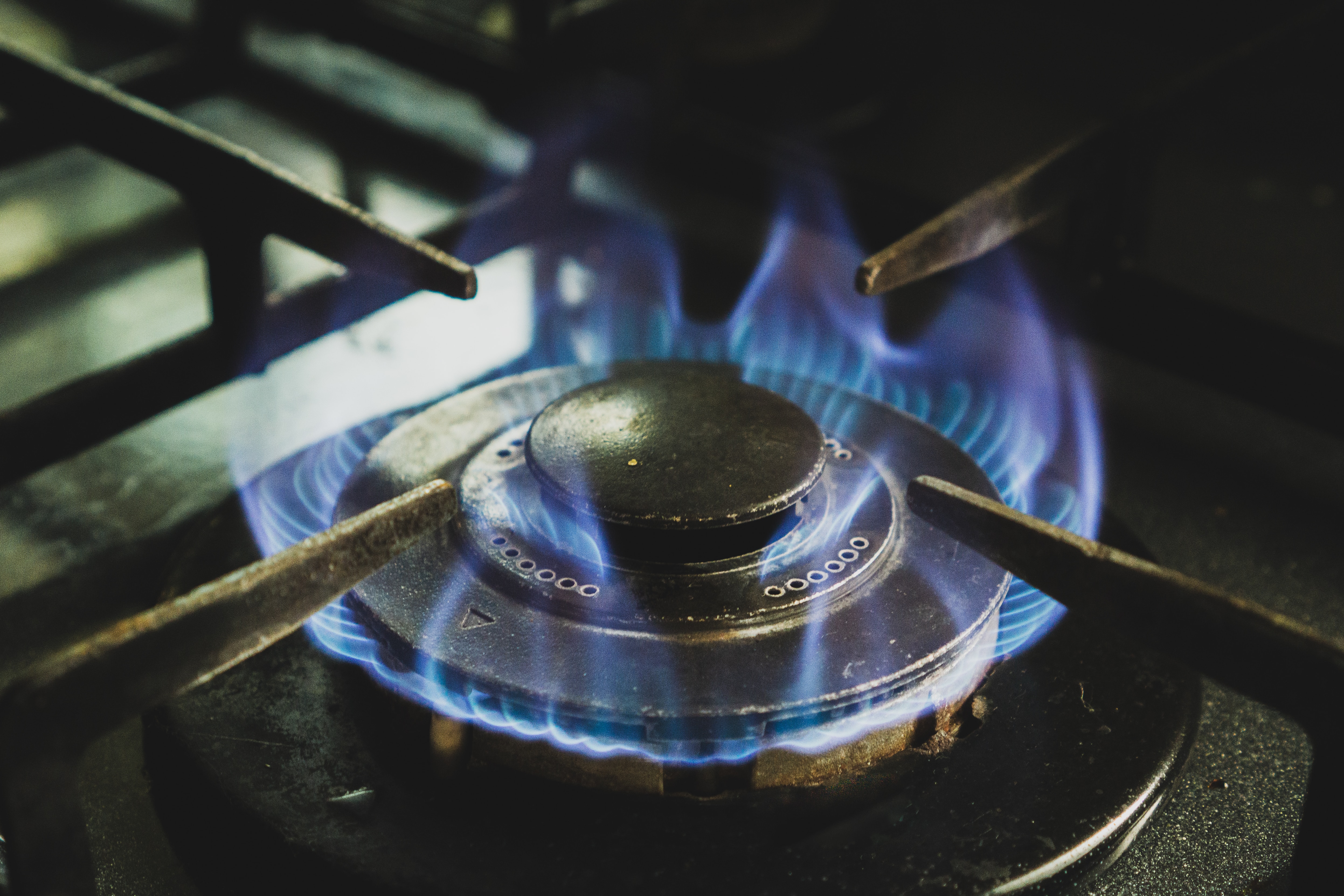 Natural gas stove flame